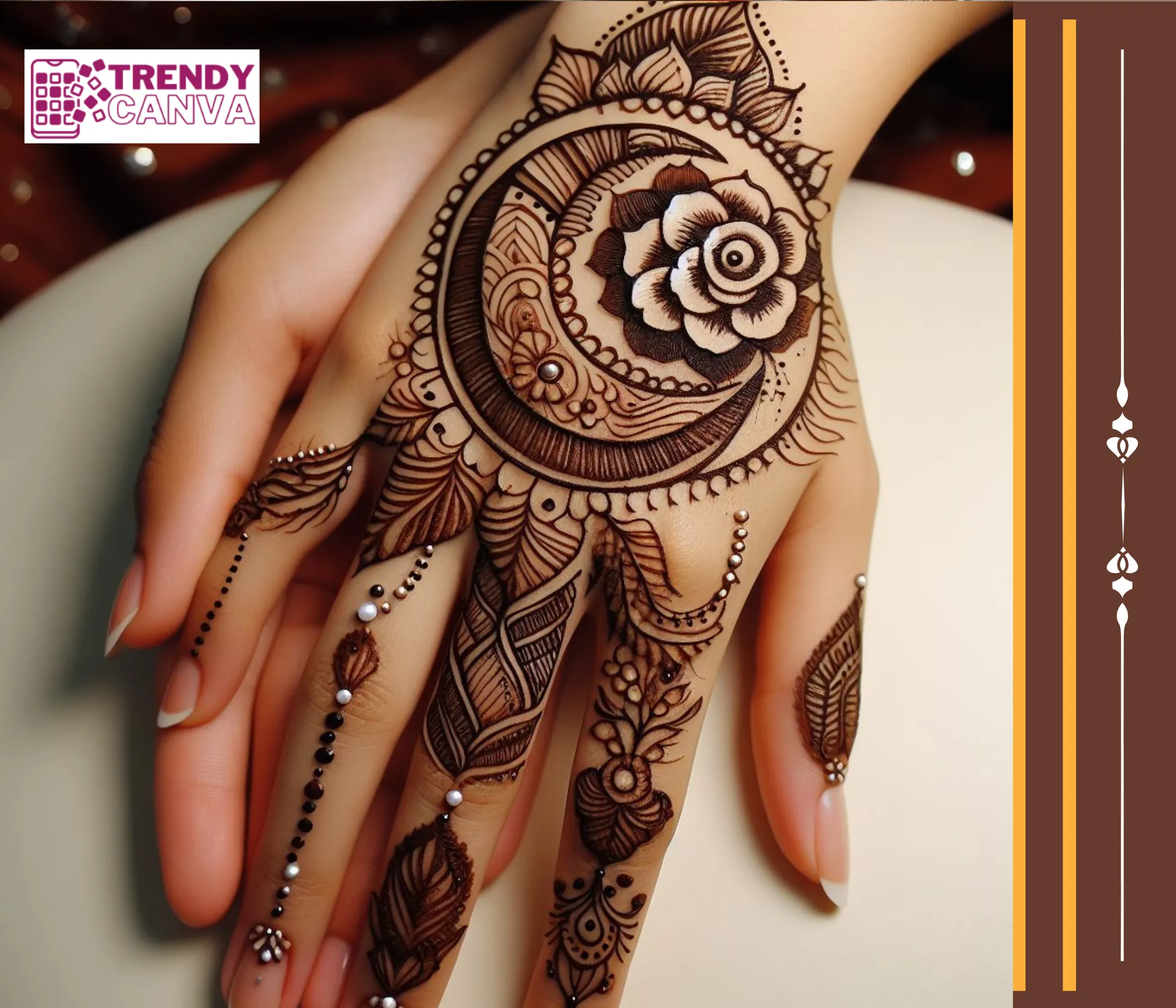 Half Moon Magic: A Chic & Easy Back of the Hand Beautiful Arabic Mehndi Design