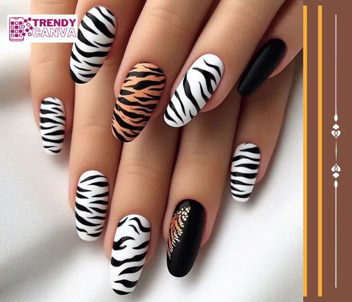 Fierce Tiger Stripes Nail Designs