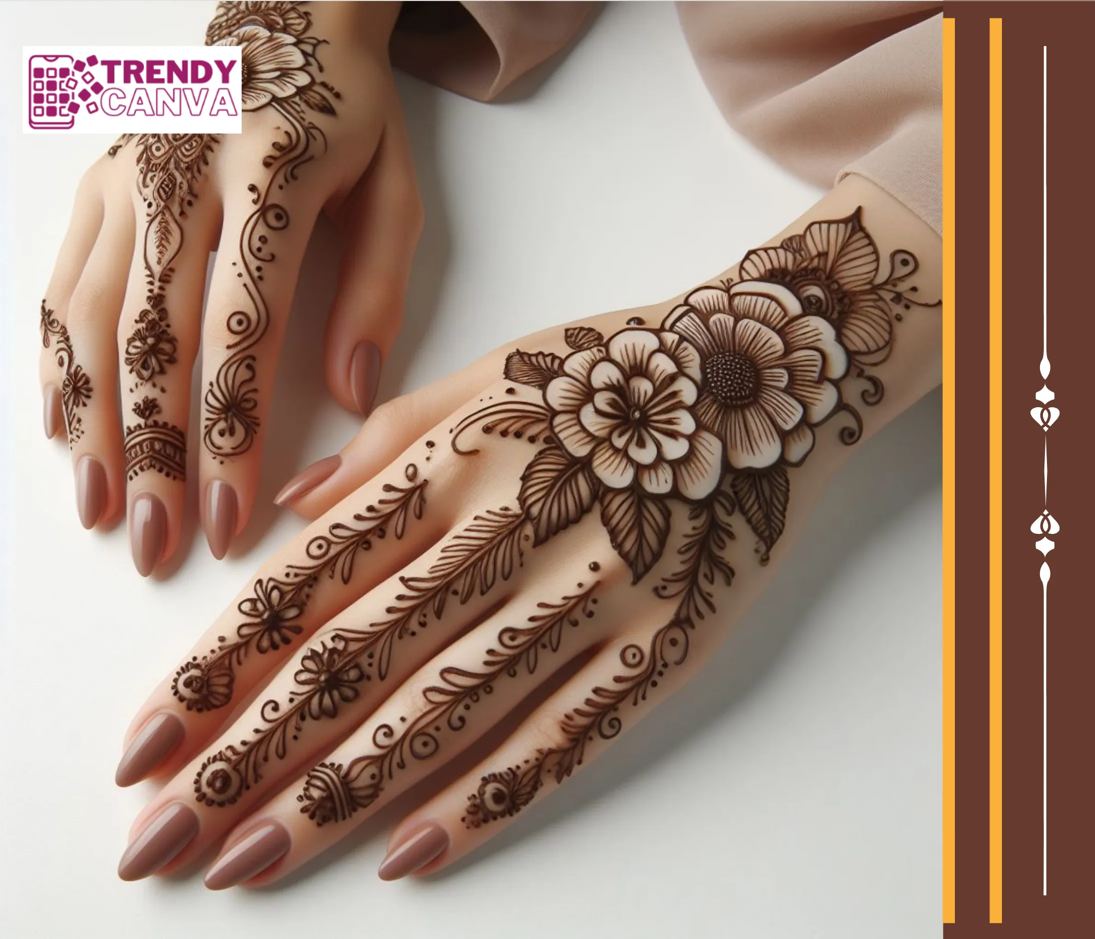 Henna Outlined Flowers Mehndi Designs