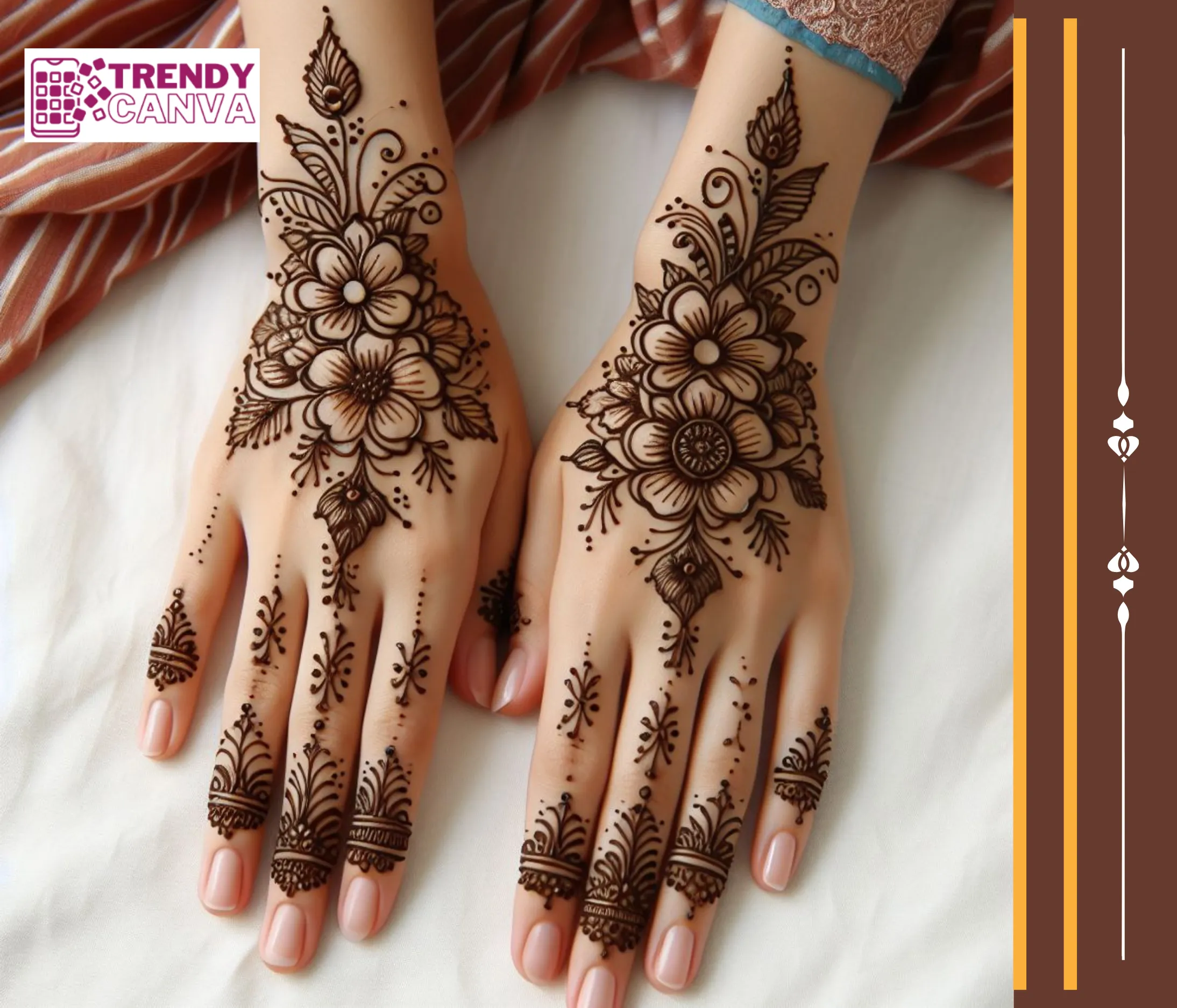 Henna Outlined Flowers Mehndi Designs