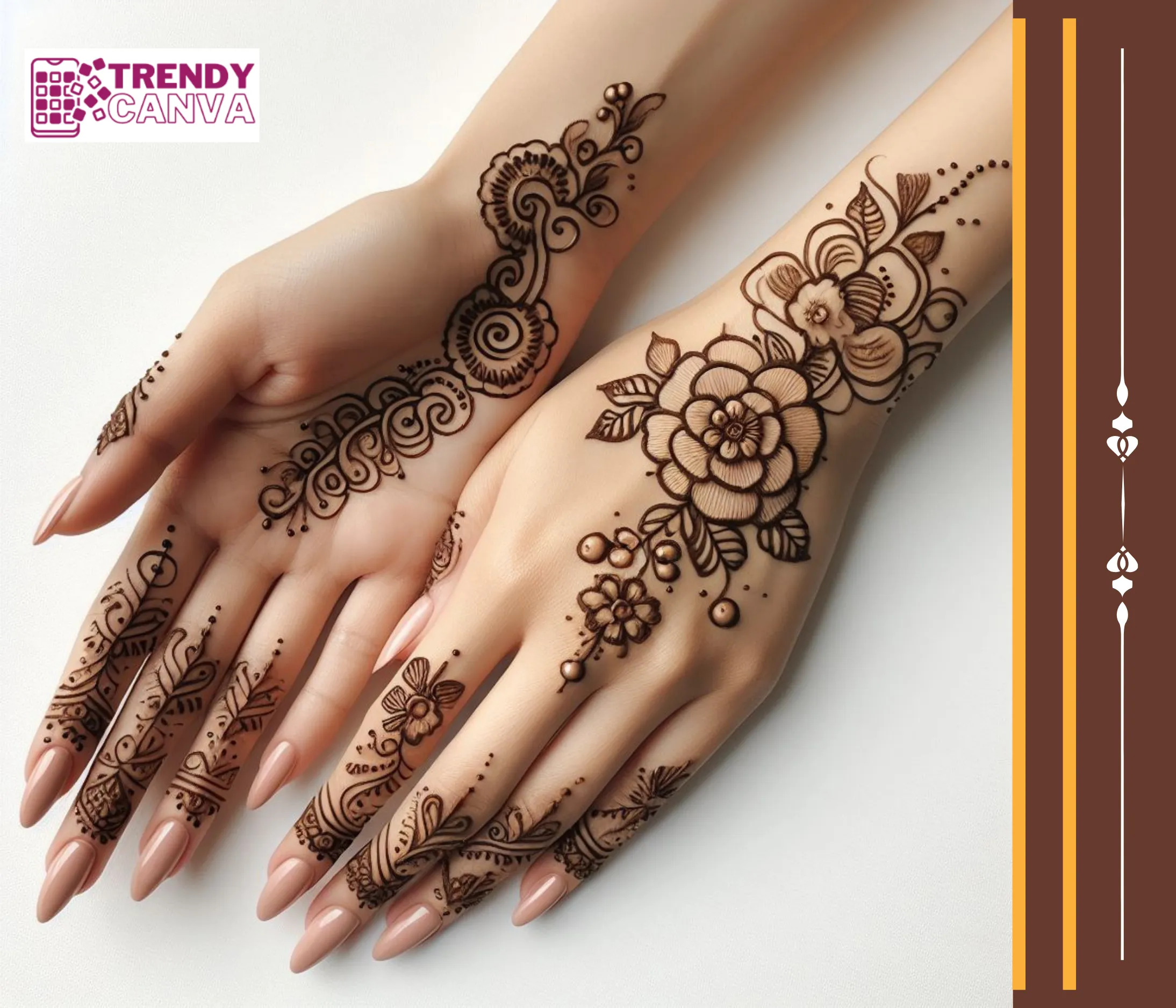 Henna Outlined Flowers Mehndi Designs