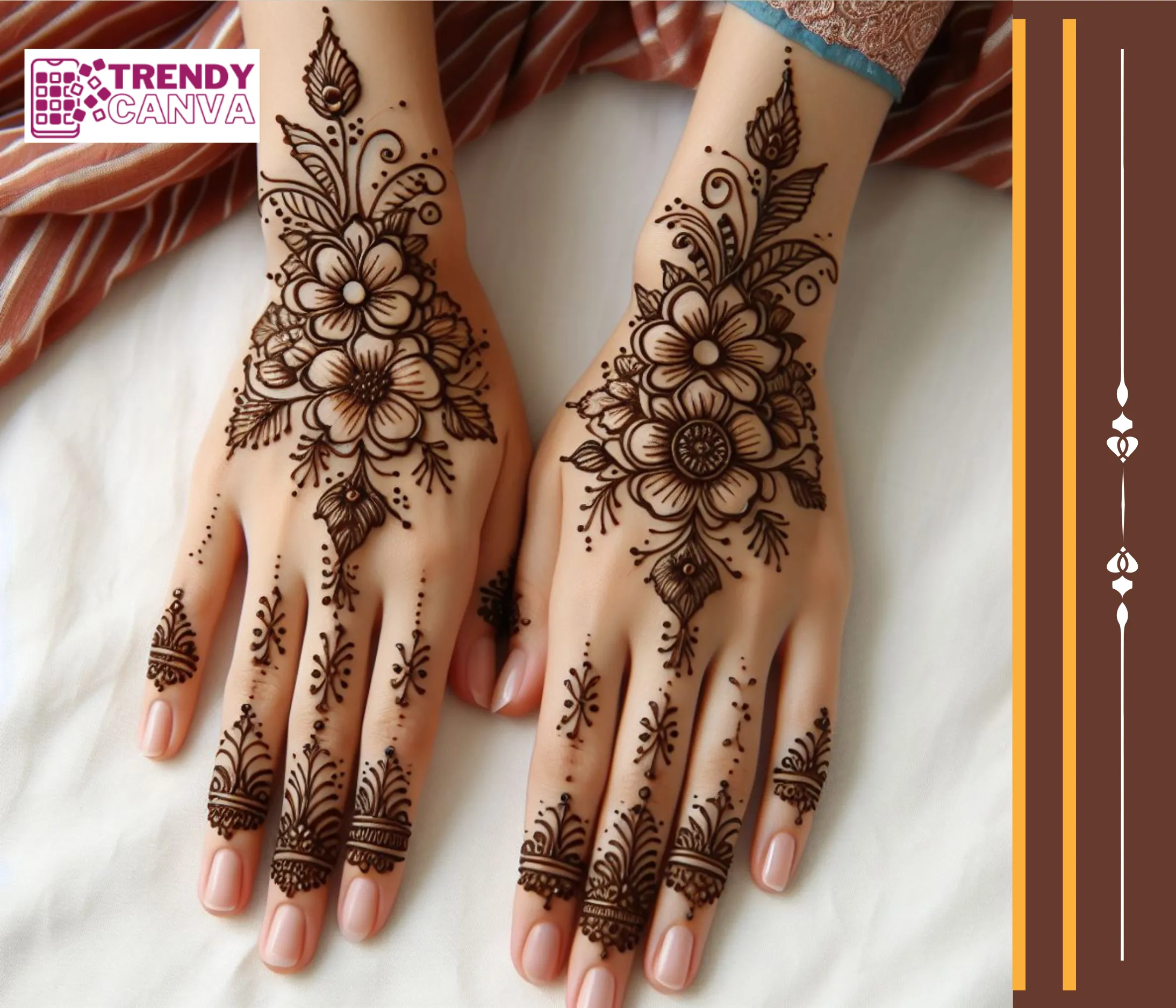 Henna Outlined Flowers Mehndi Designs