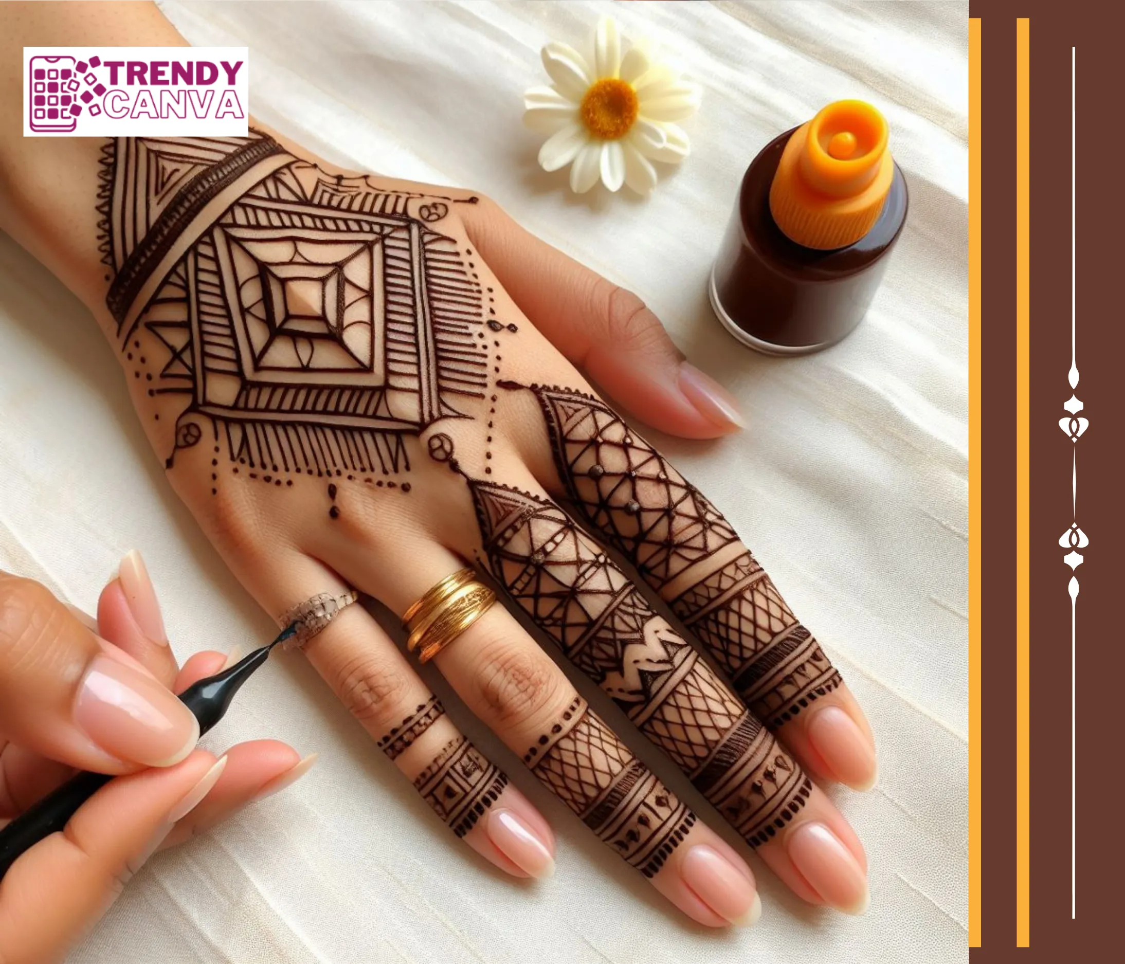 Geometric Fingers Mehndi Designs