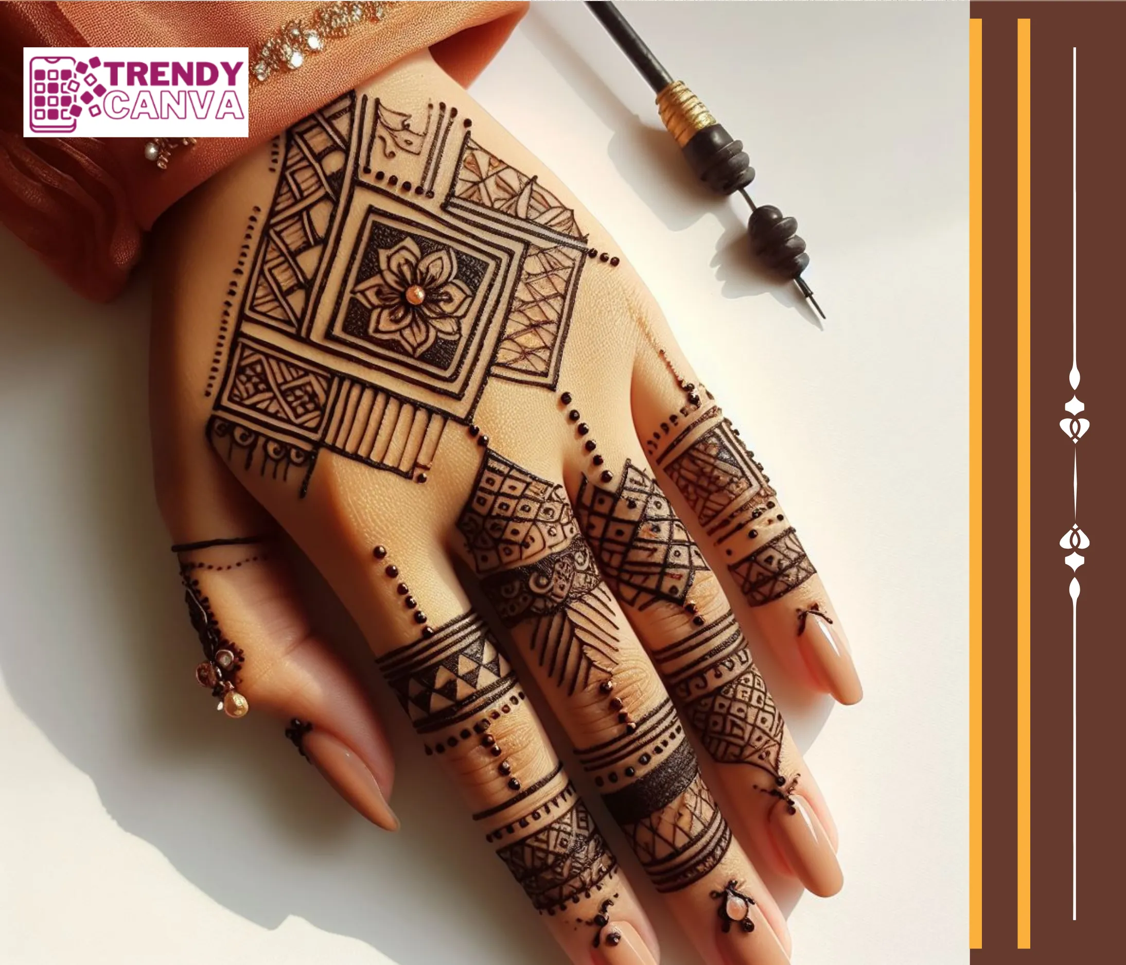 Geometric Fingers Mehndi Designs