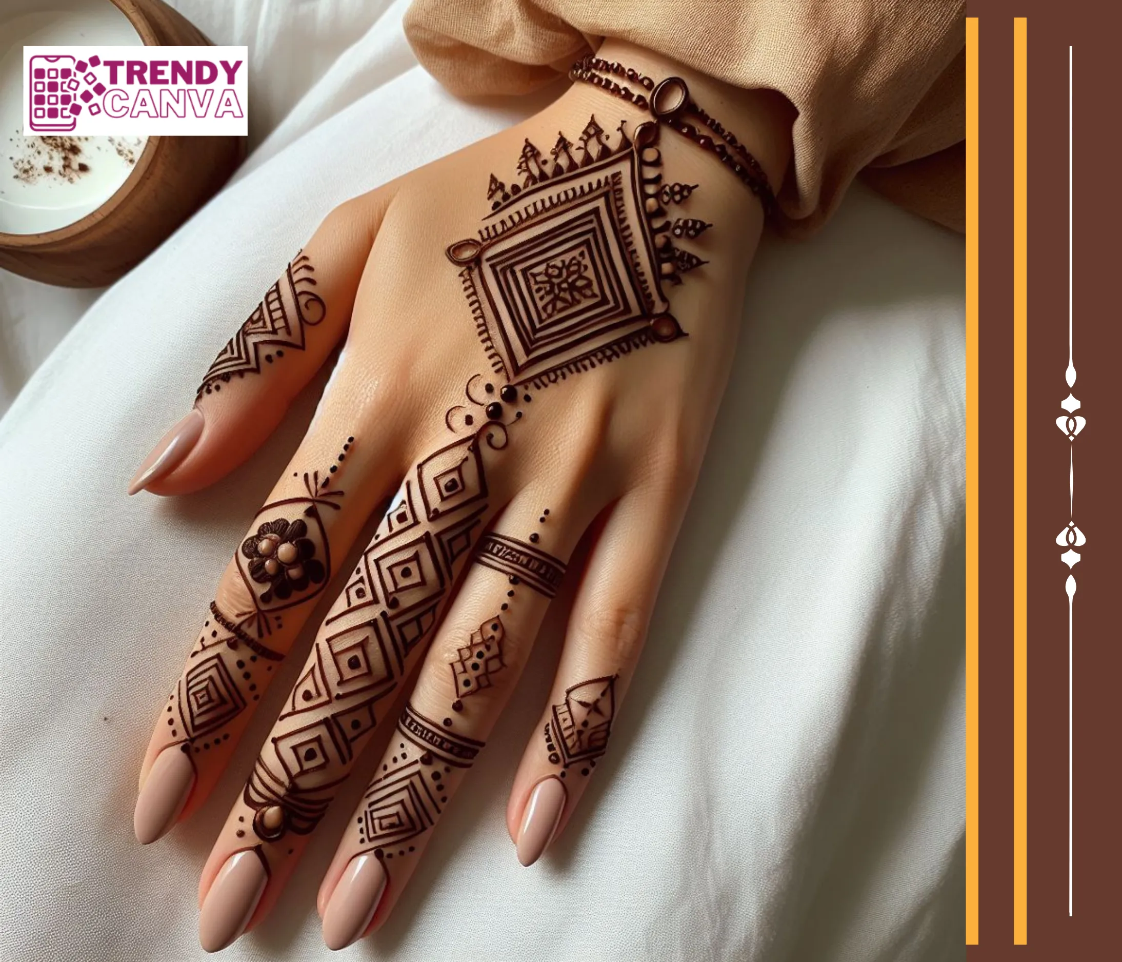 Geometric Fingers Mehndi Designs