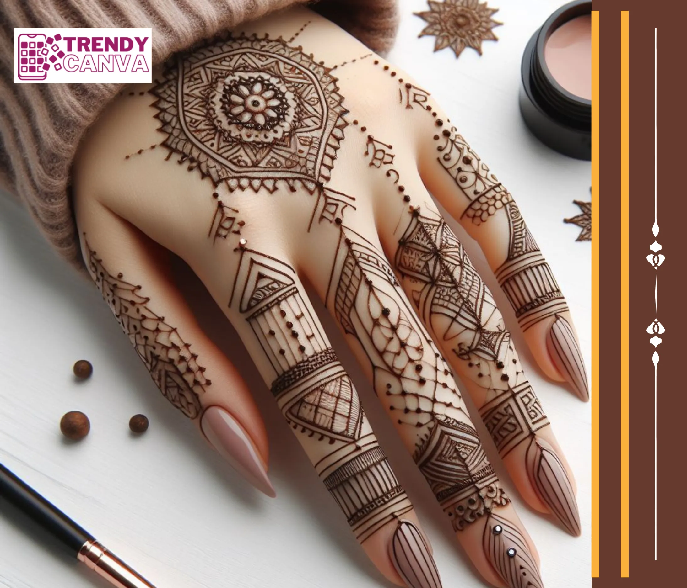 Geometric Fingers Mehndi Designs