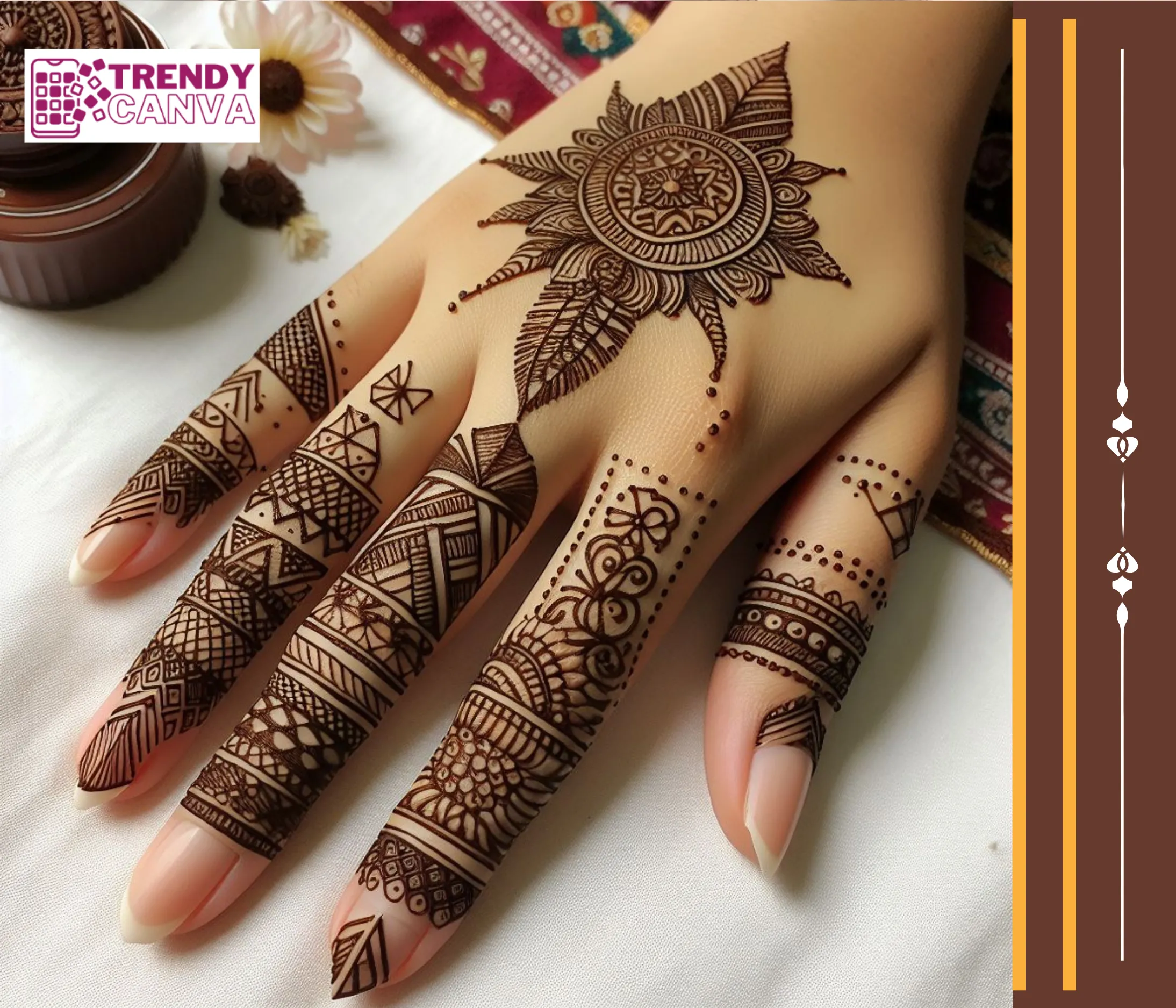 Geometric Fingers Mehndi Designs