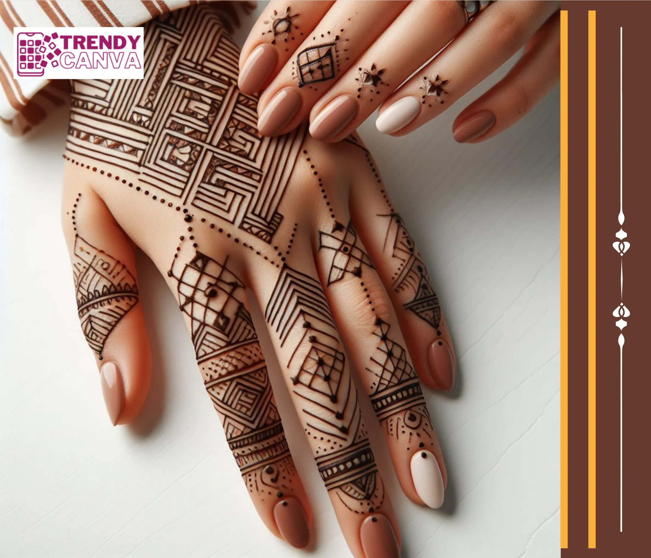 Geometric Fingers Mehndi Designs