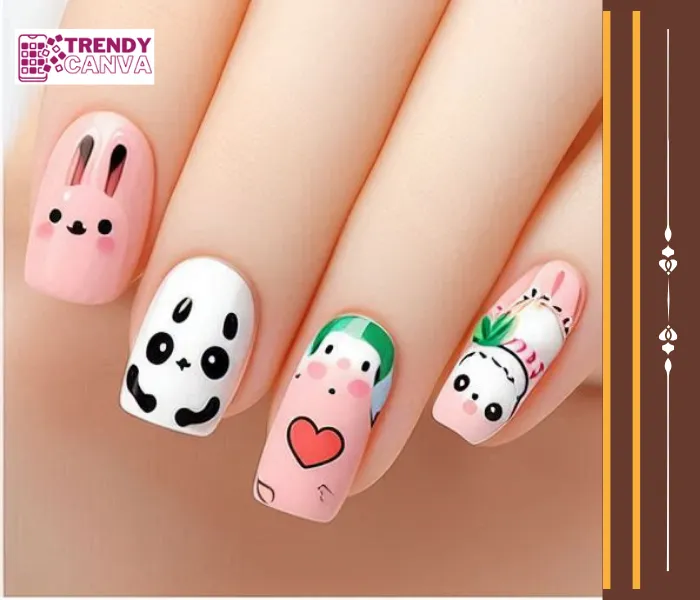 Cartoon Animal Fun Nail Designs