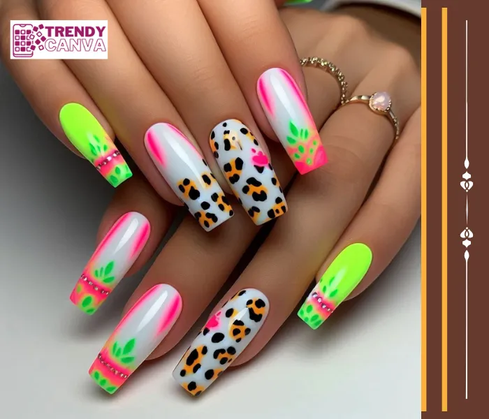 Neon Animal Print Nail Designs