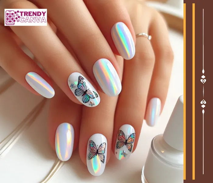 Holographic Butterfly Nail Designs