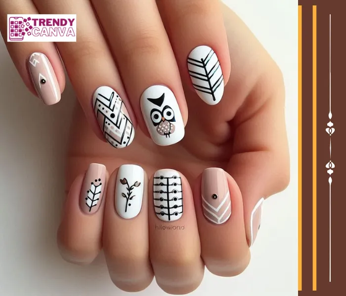 Geometric Owl Nail Designs