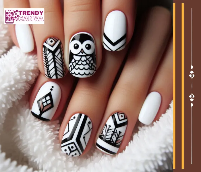 Geometric Owl Nail Designs