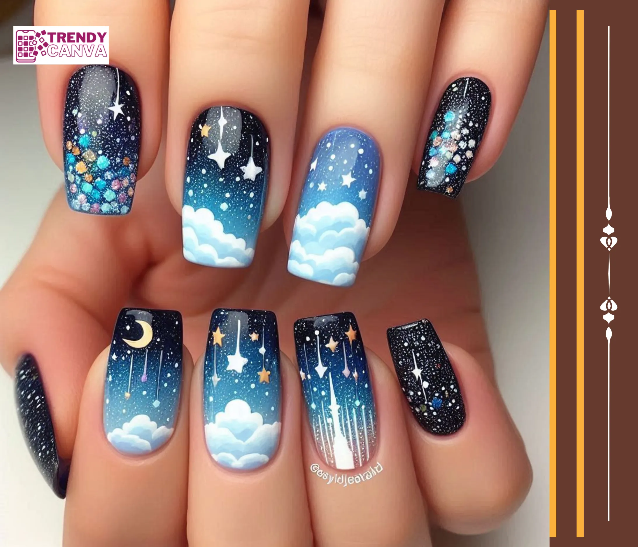 Twinkling Night Sky Nails