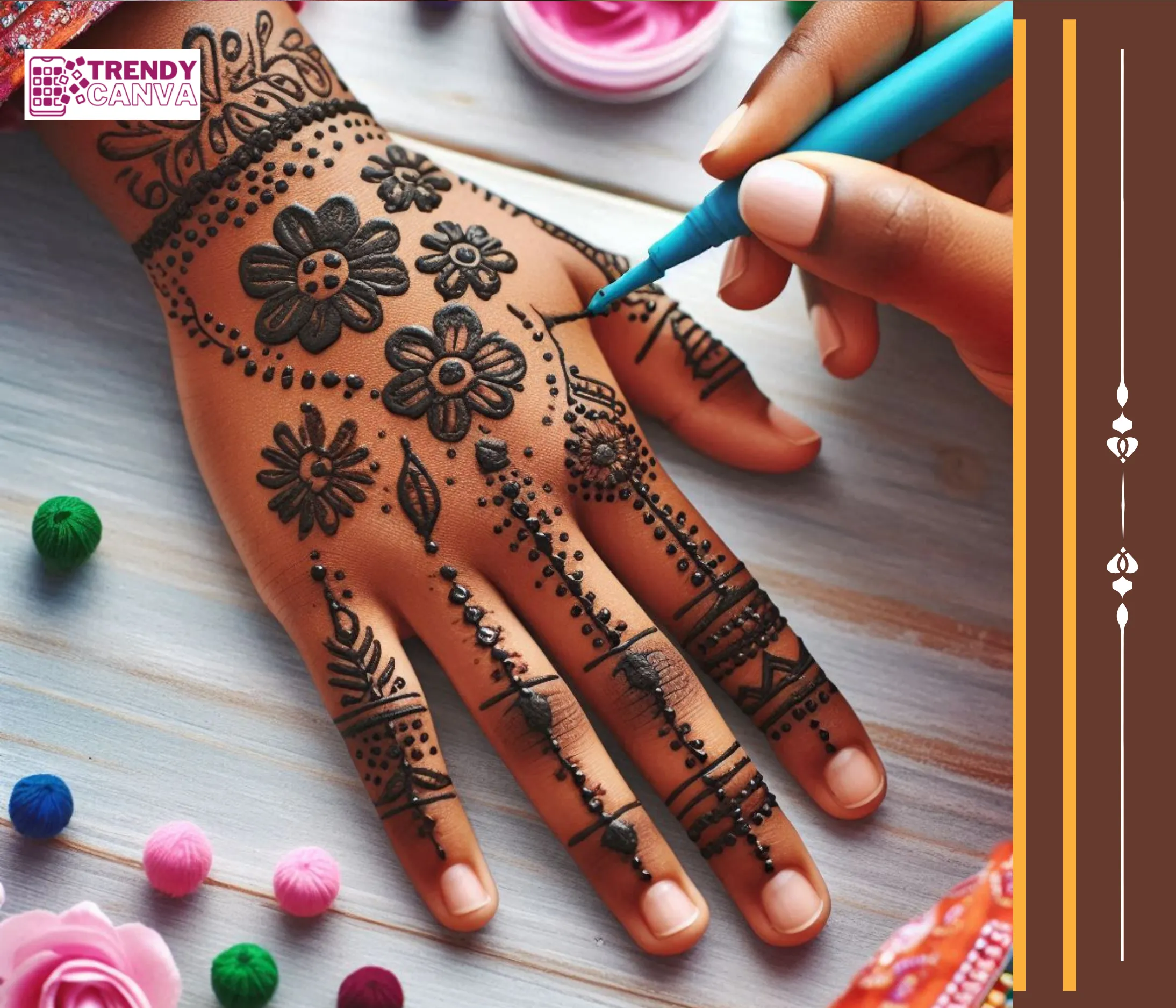 Dots & Flowers Mehndi Designs