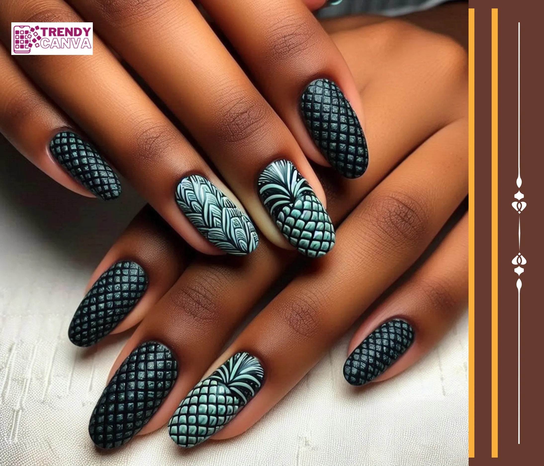 Textured Pineapple Nail Designs