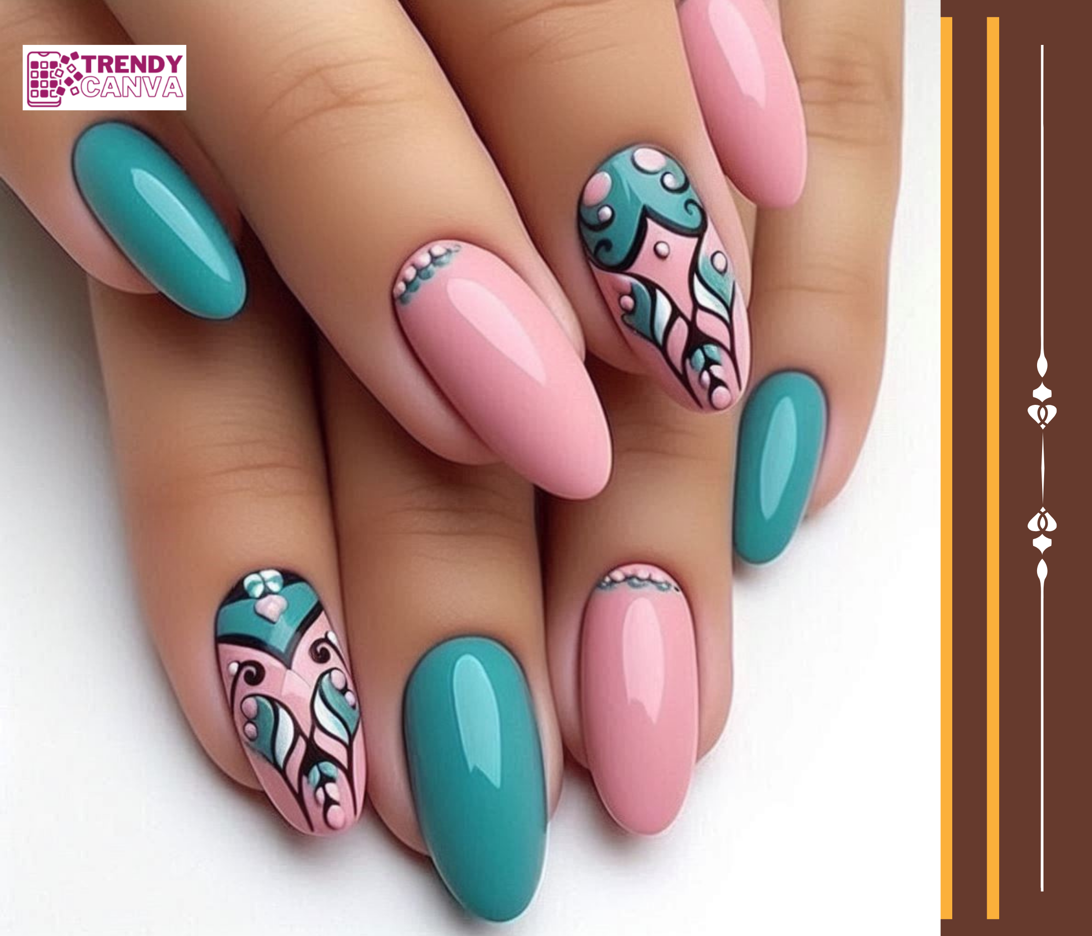 Pink and Teal Nail Designs