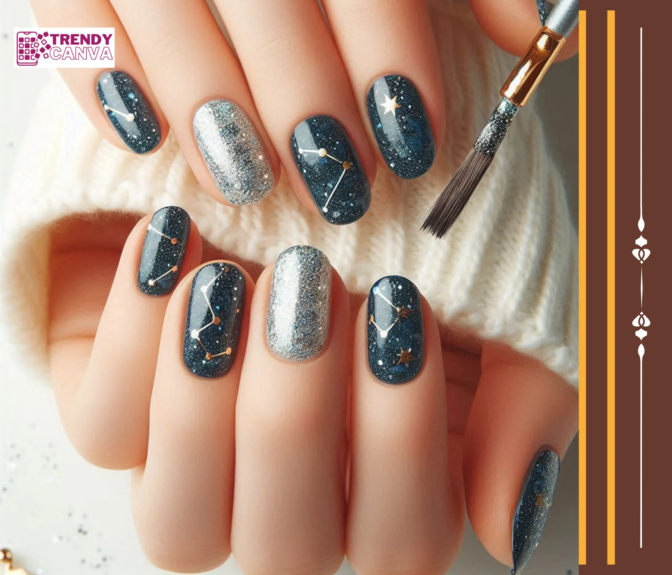 Constellation Glitter Nails