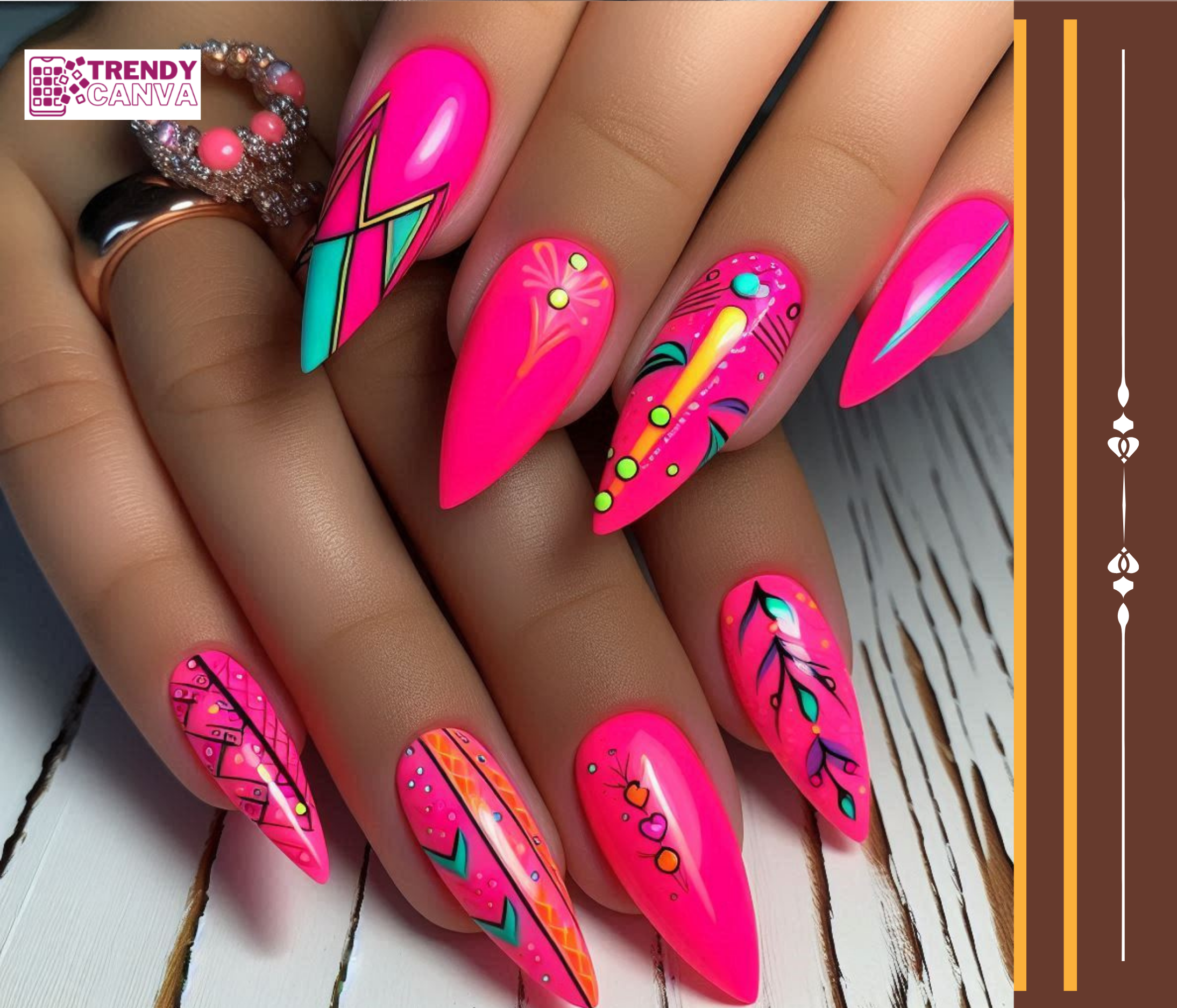 Neon Pink Nail Designs