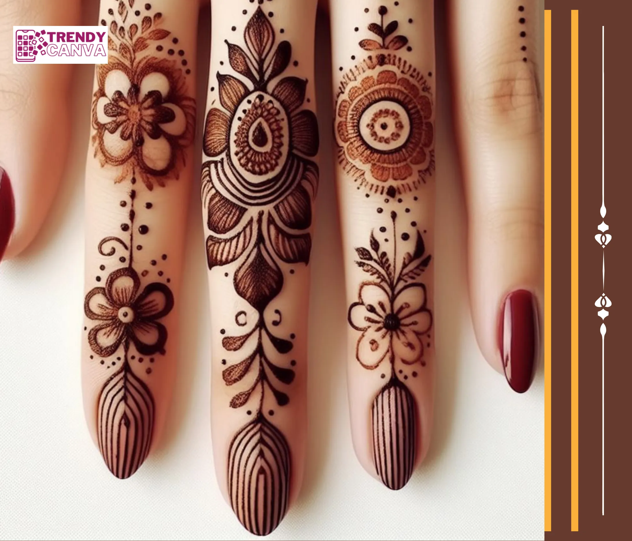 Fingerprint Mehndi with a Floral Flair