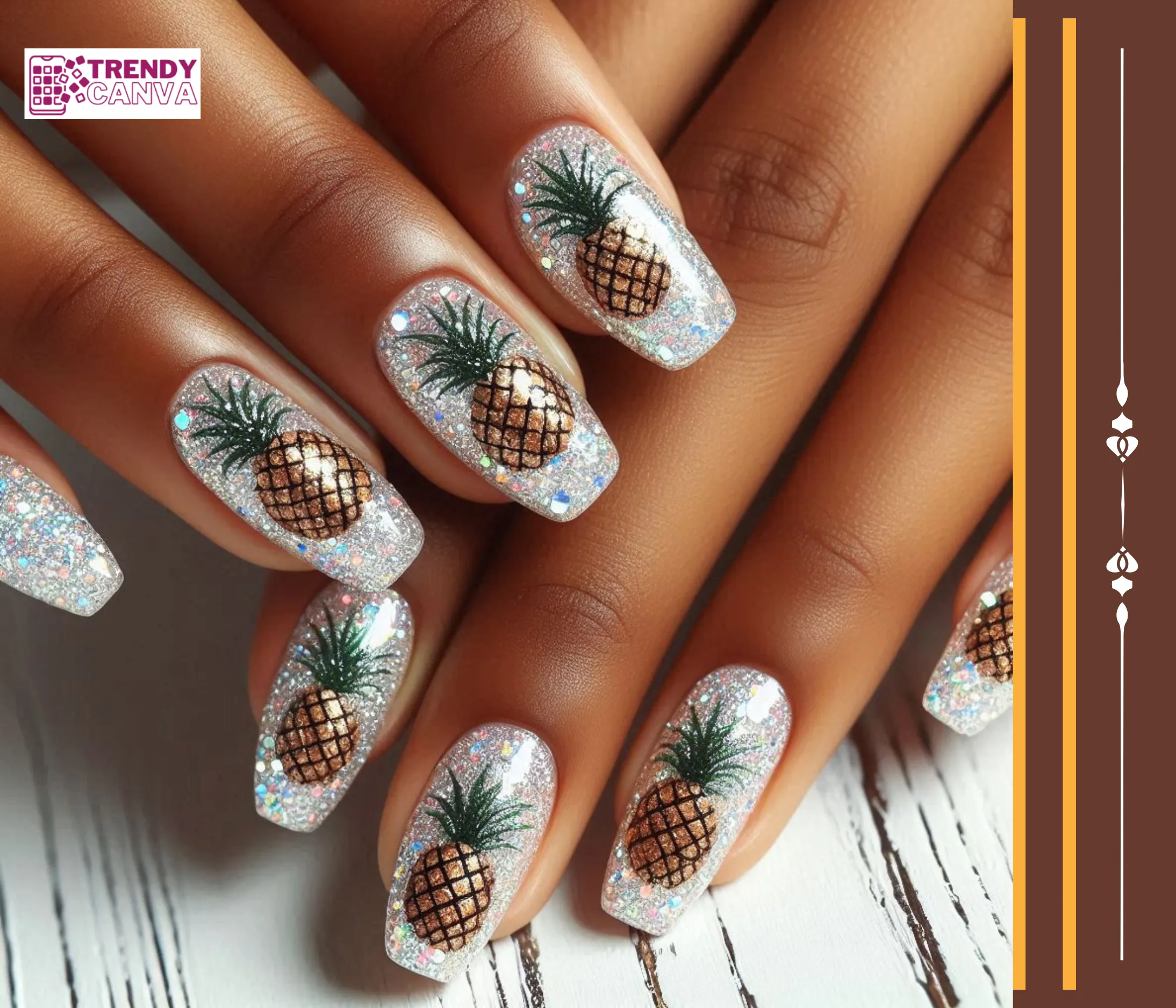 Sparkling Pineapple Nail Designs