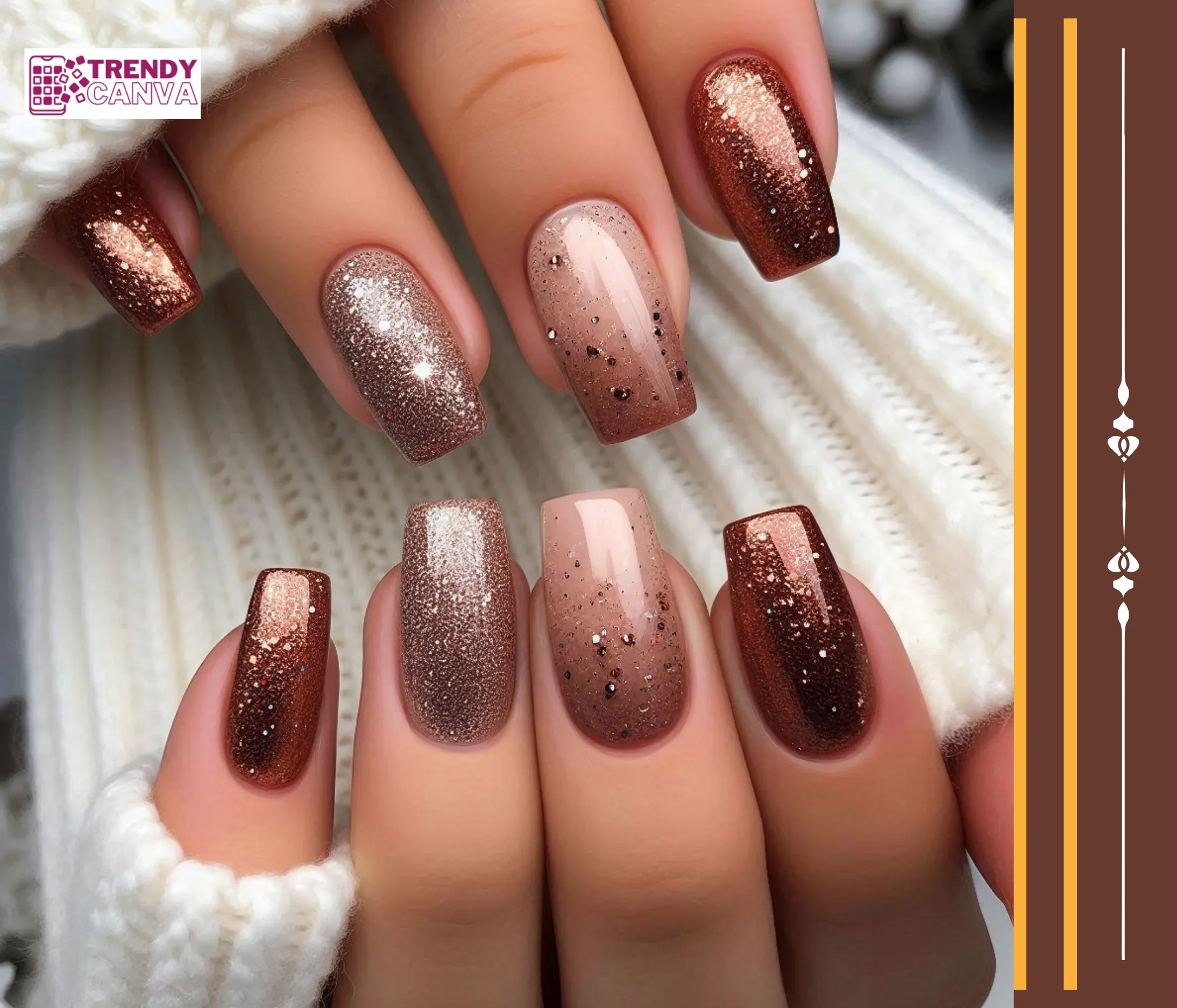 Glitter Brown Ombre Nails