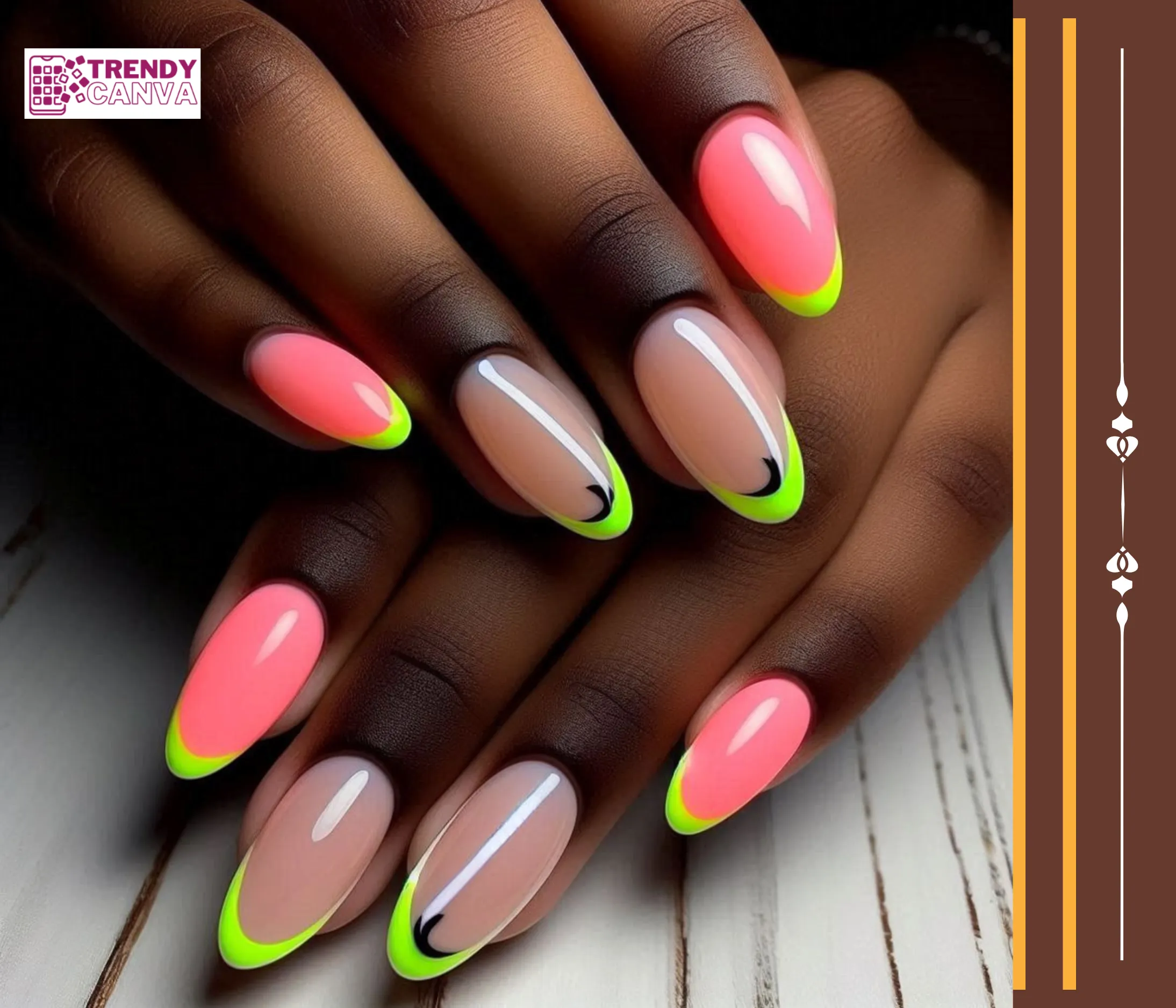 Neon French Tip Nail Designs