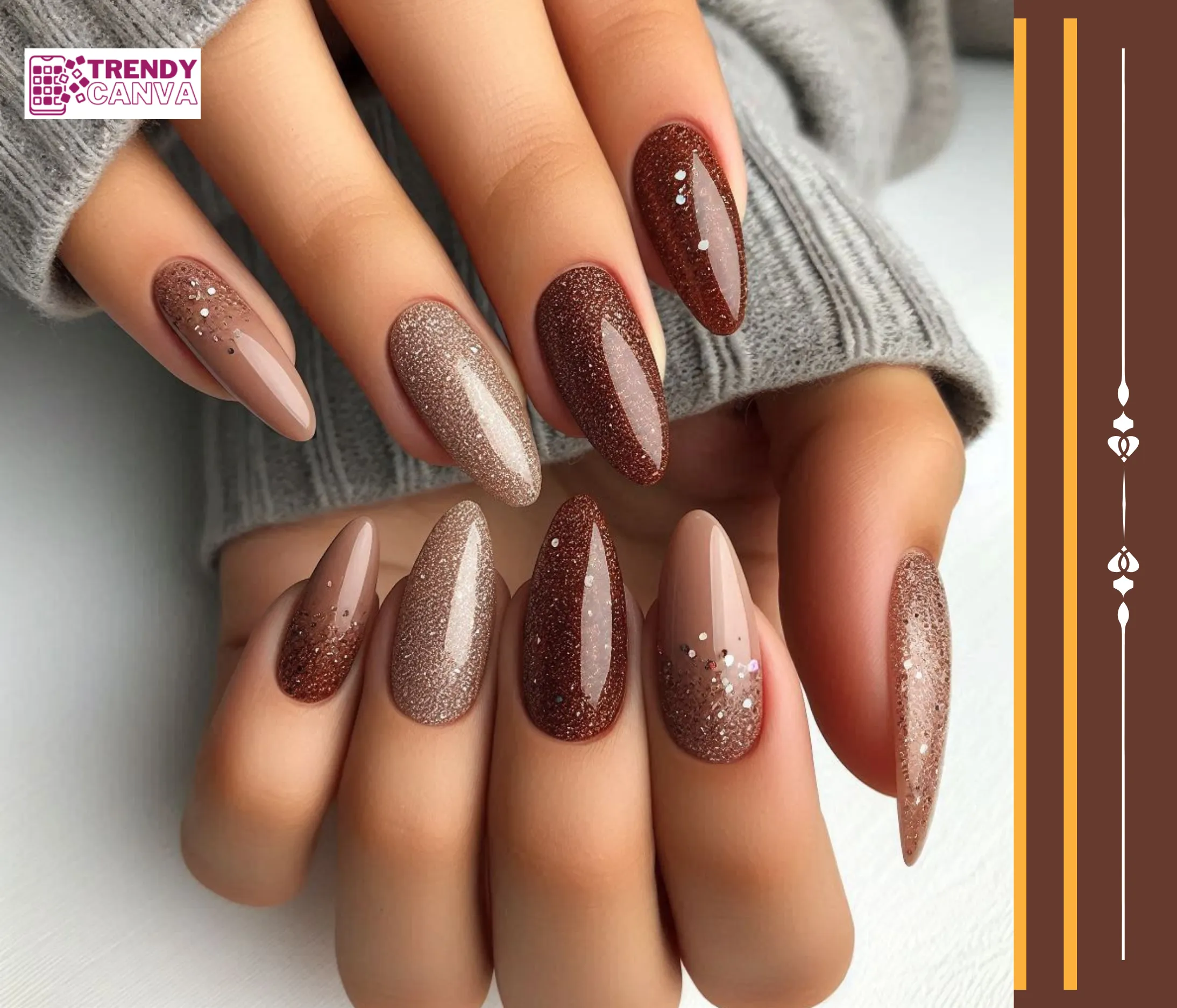 Glitter Brown Ombre Nails