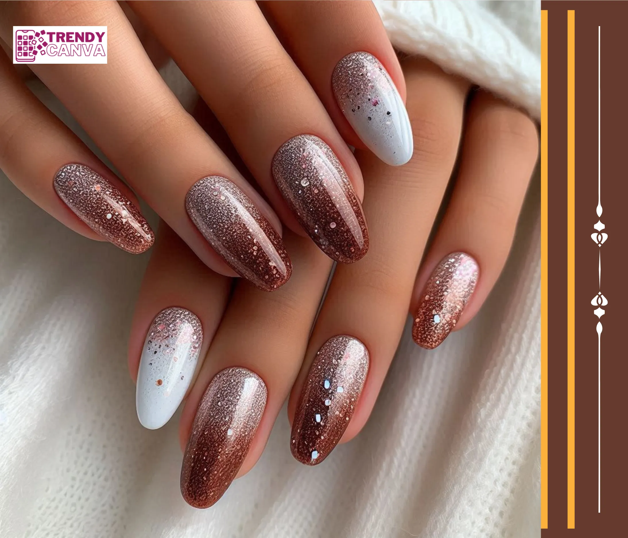 Glitter Brown Ombre Nails