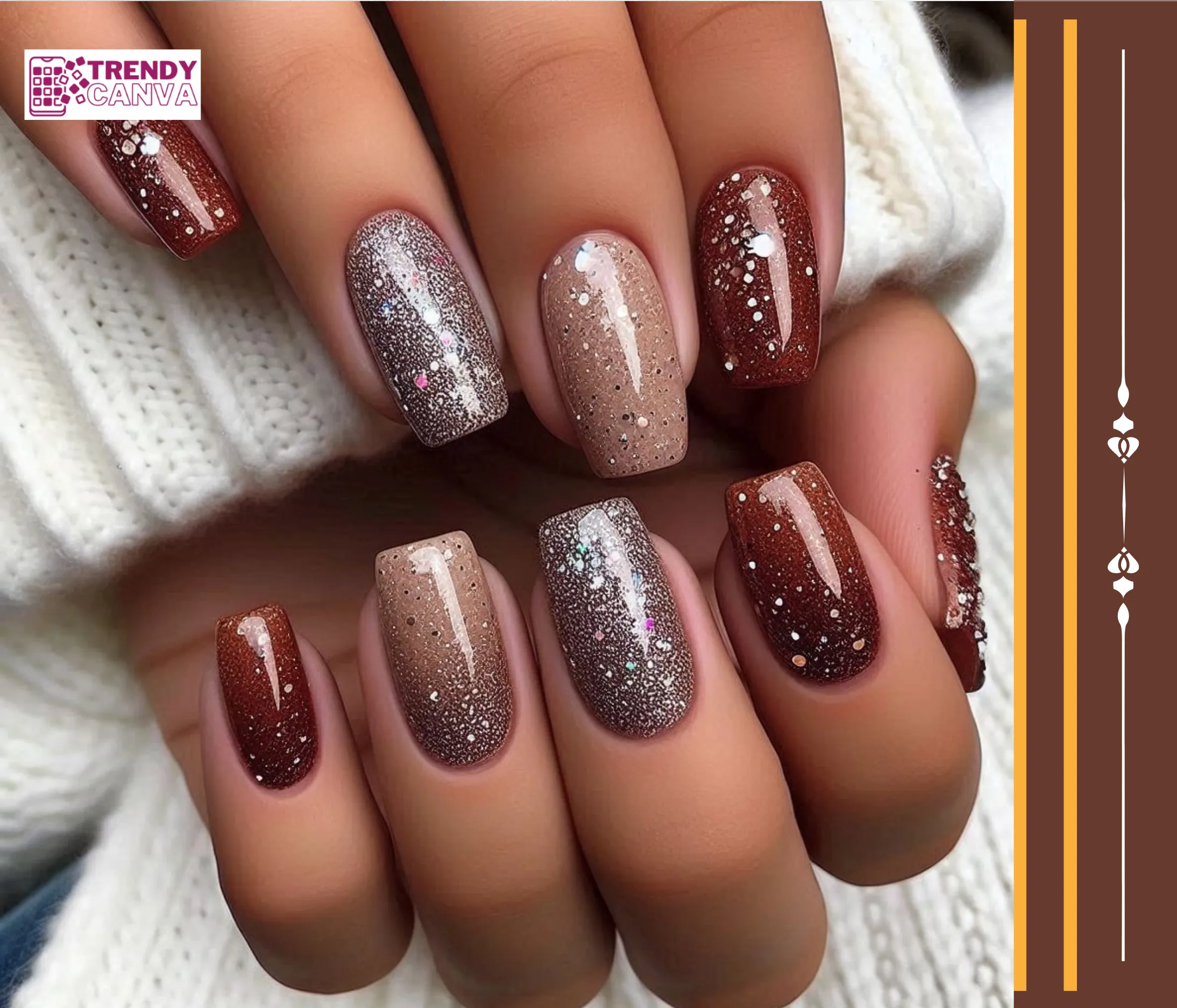 Glitter Brown Ombre Nails