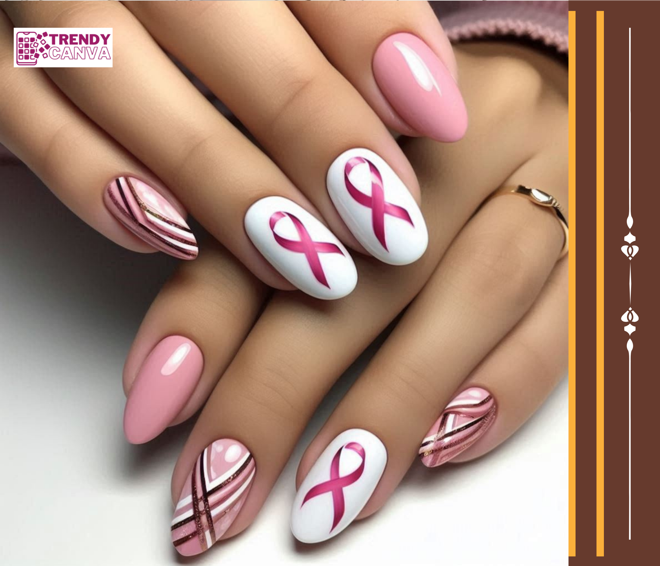 Negative Space Pink Ribbon Nail Designs