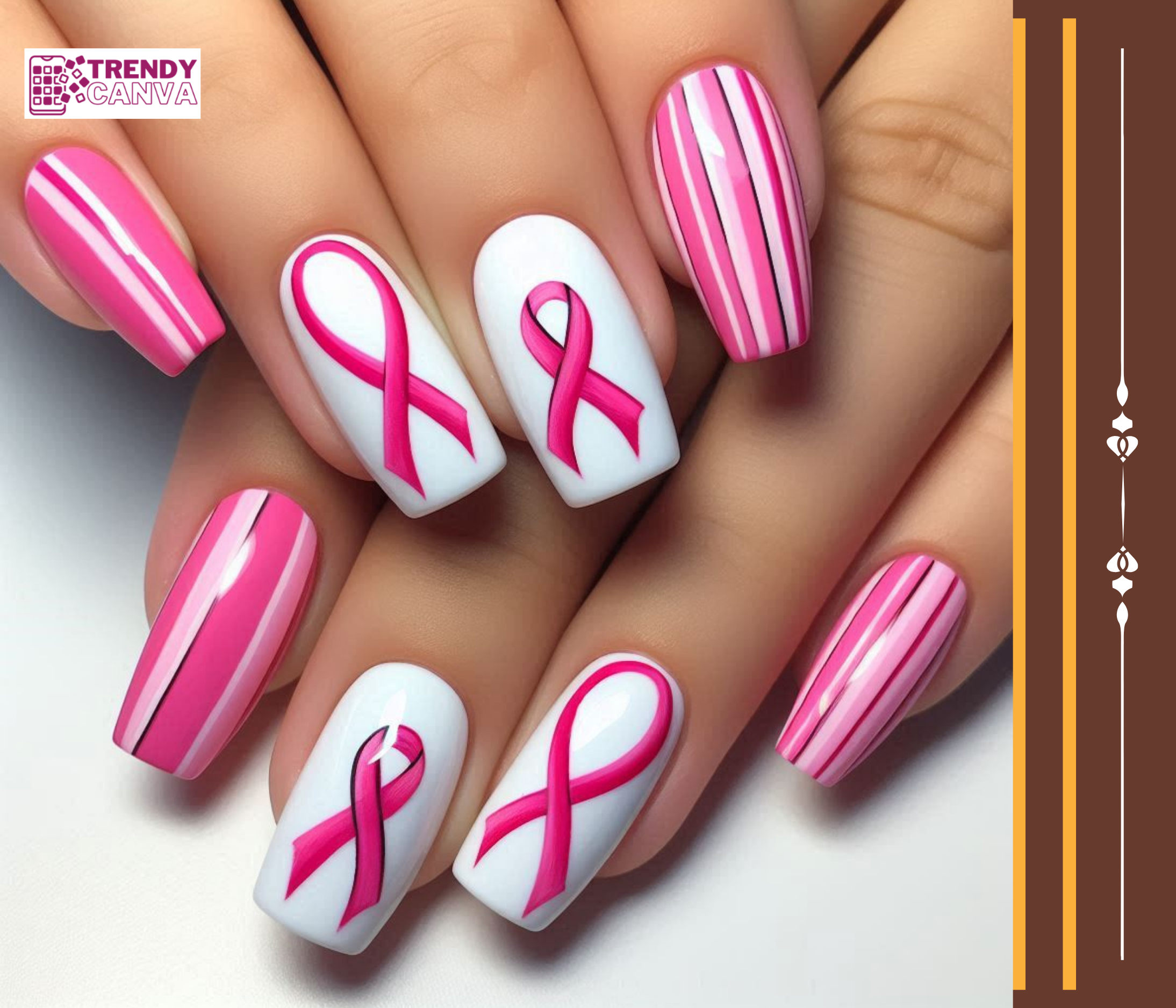 Negative Space Pink Ribbon Nail Designs