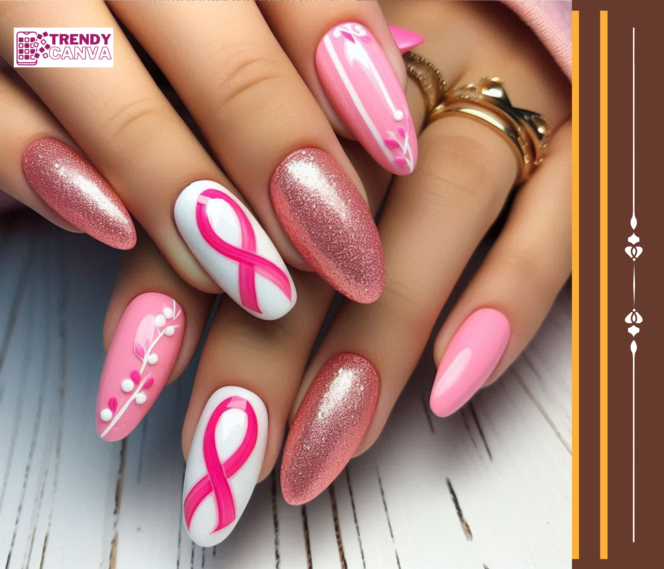 Negative Space Pink Ribbon Nail Designs