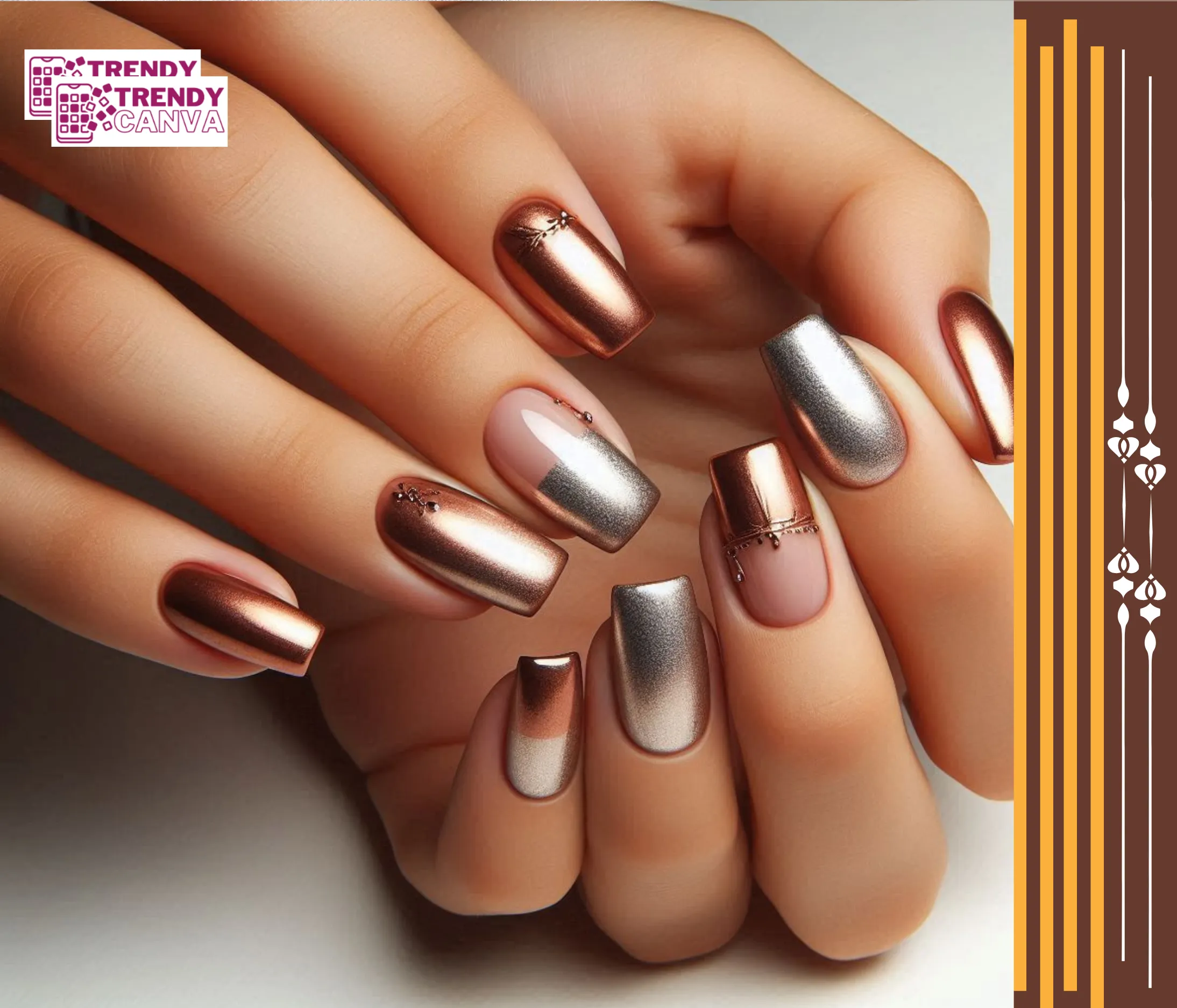 Metallic Brown Ombre Nails