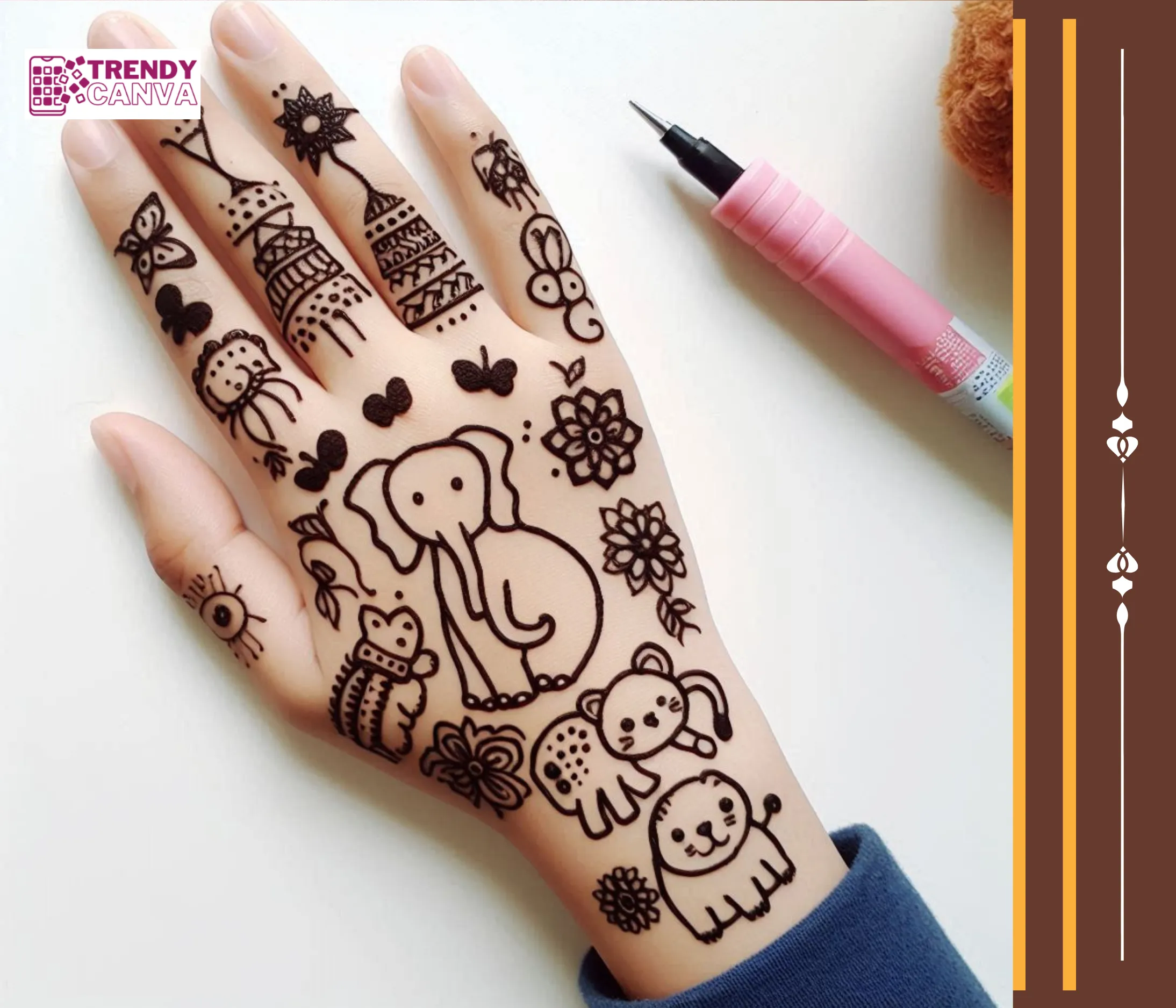 Animal Parade Mehndi Designs