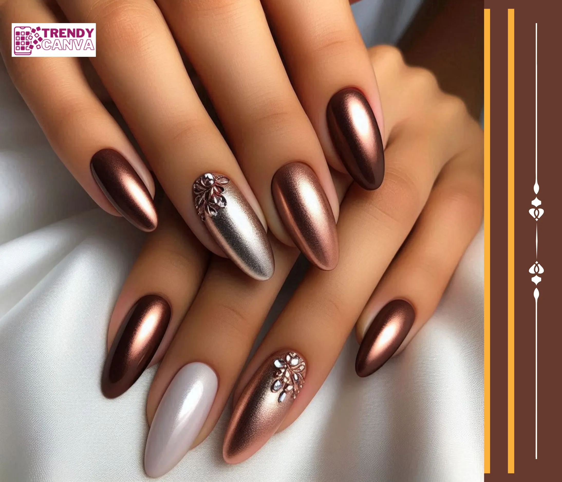 Metallic Brown Ombre Nails