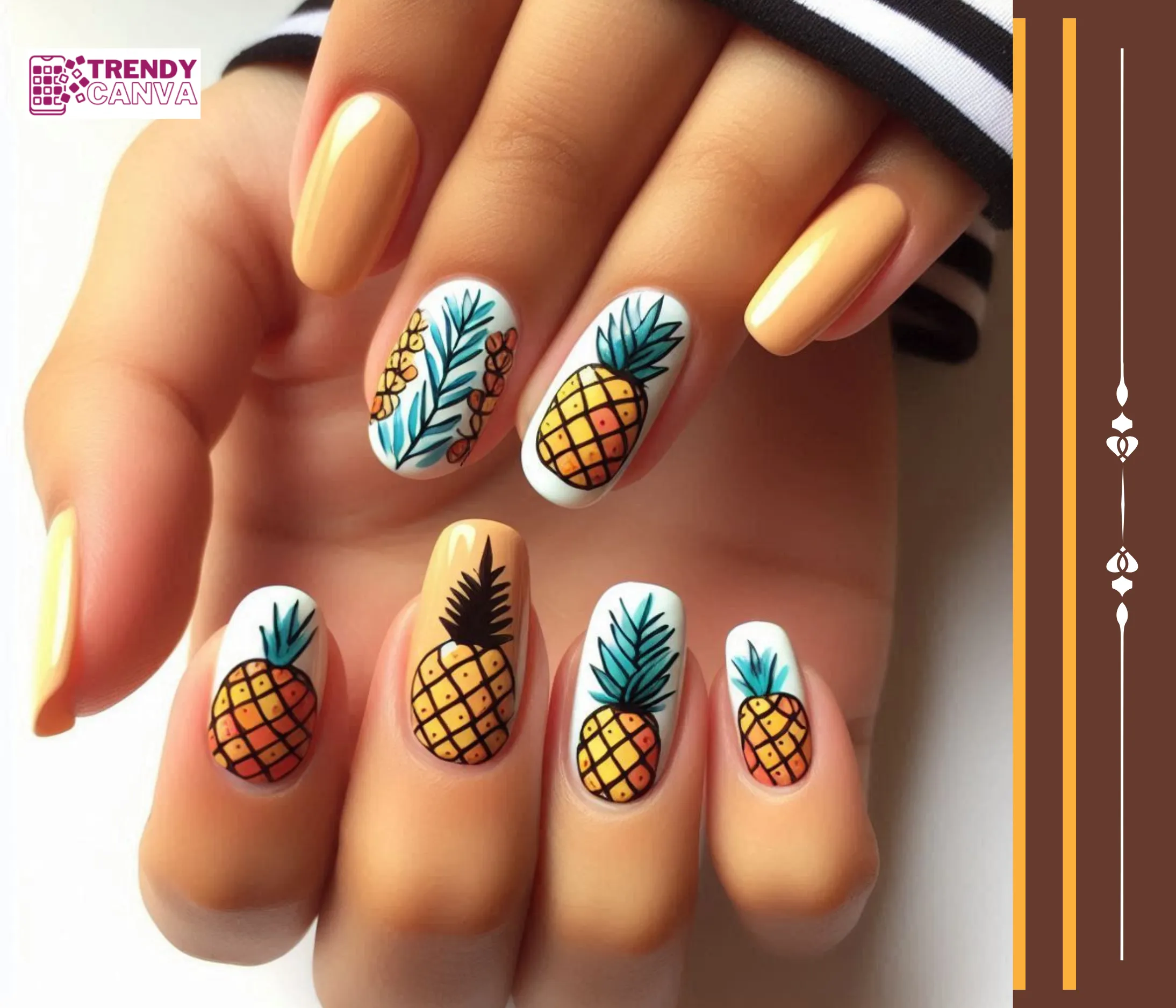 Watercolor Pineapple Nail Designs