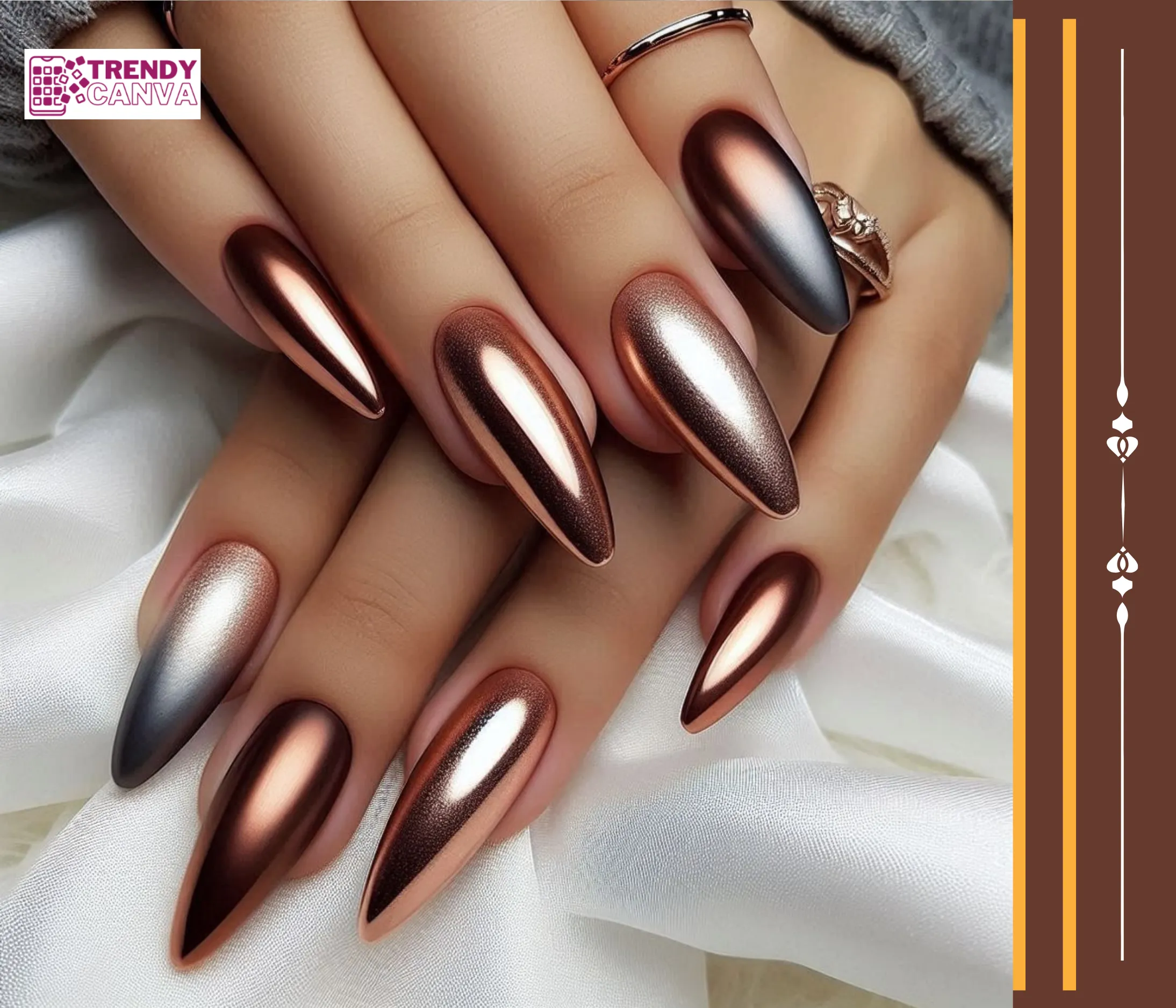 Metallic Brown Ombre Nails