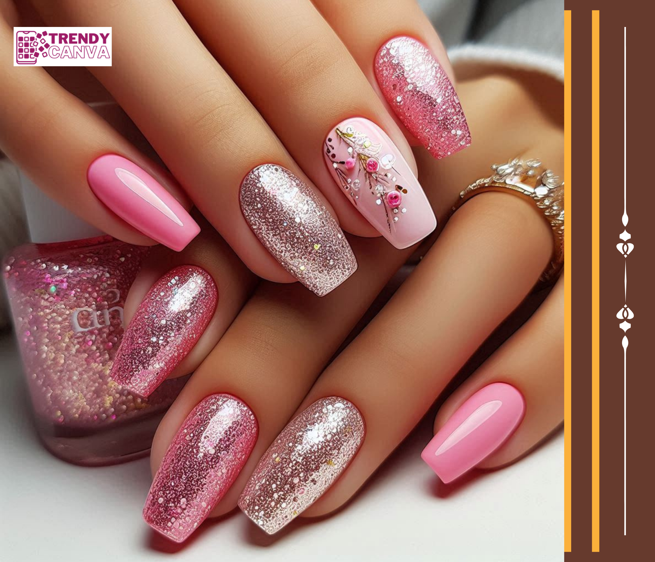 Glitter Pink Nail Designs