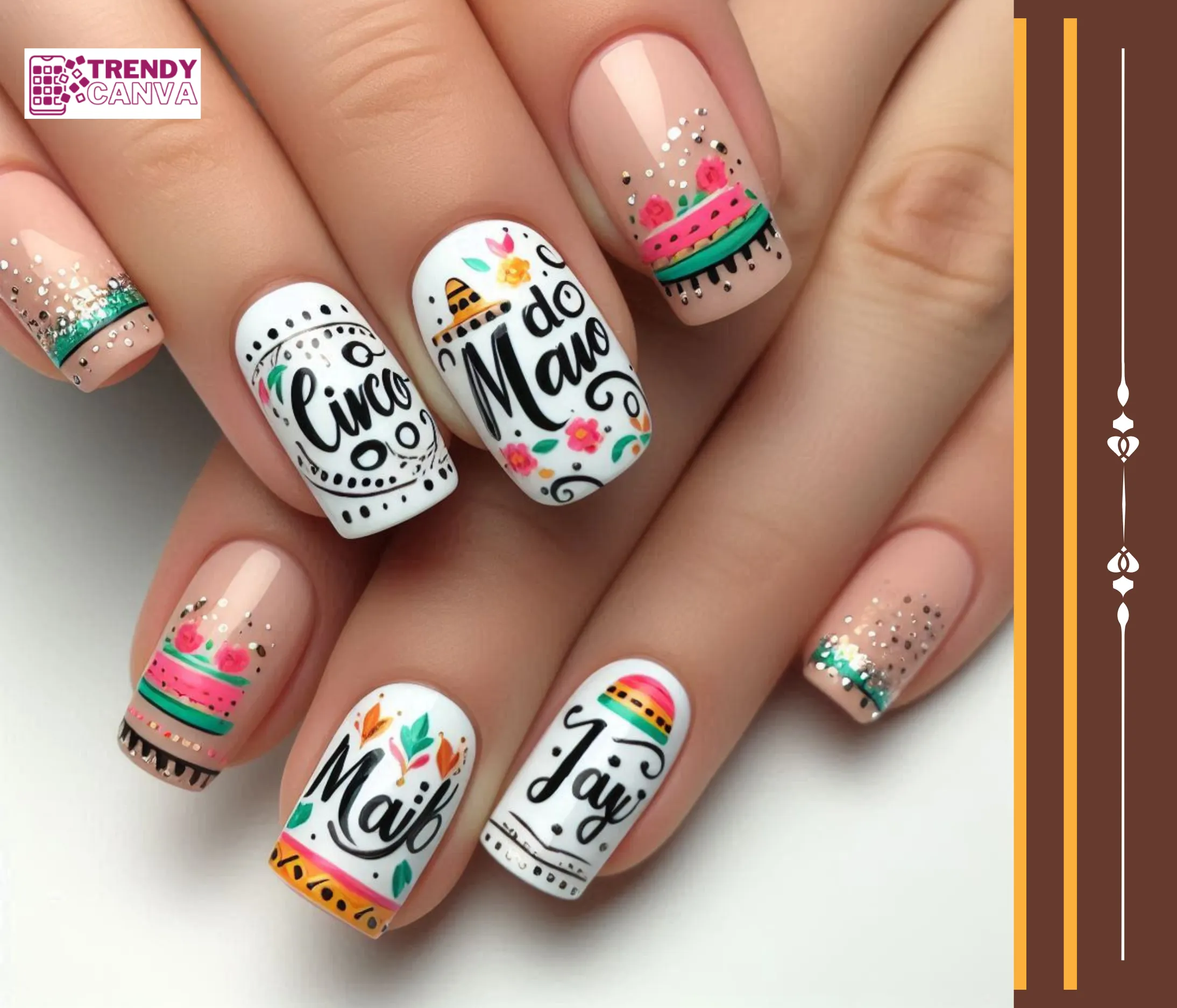 Cinco de Mayo Lettering Nails