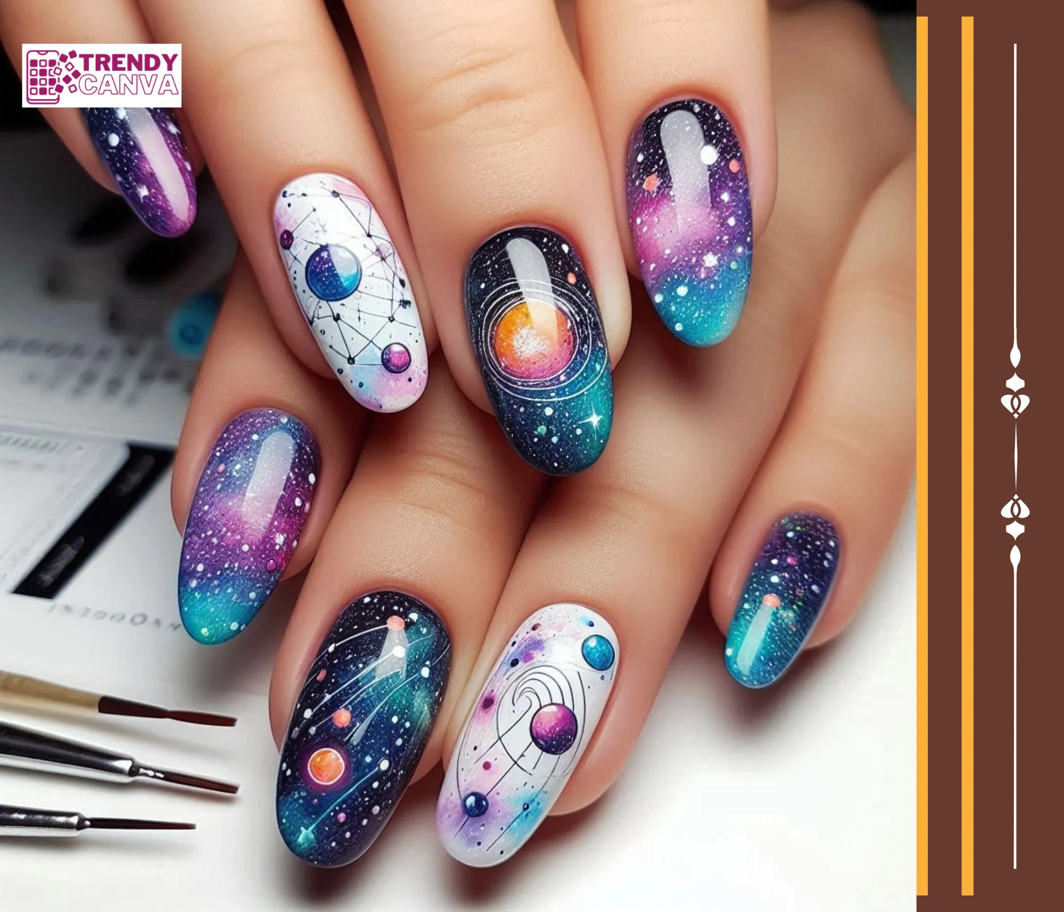 Cosmic Watercolor Nails