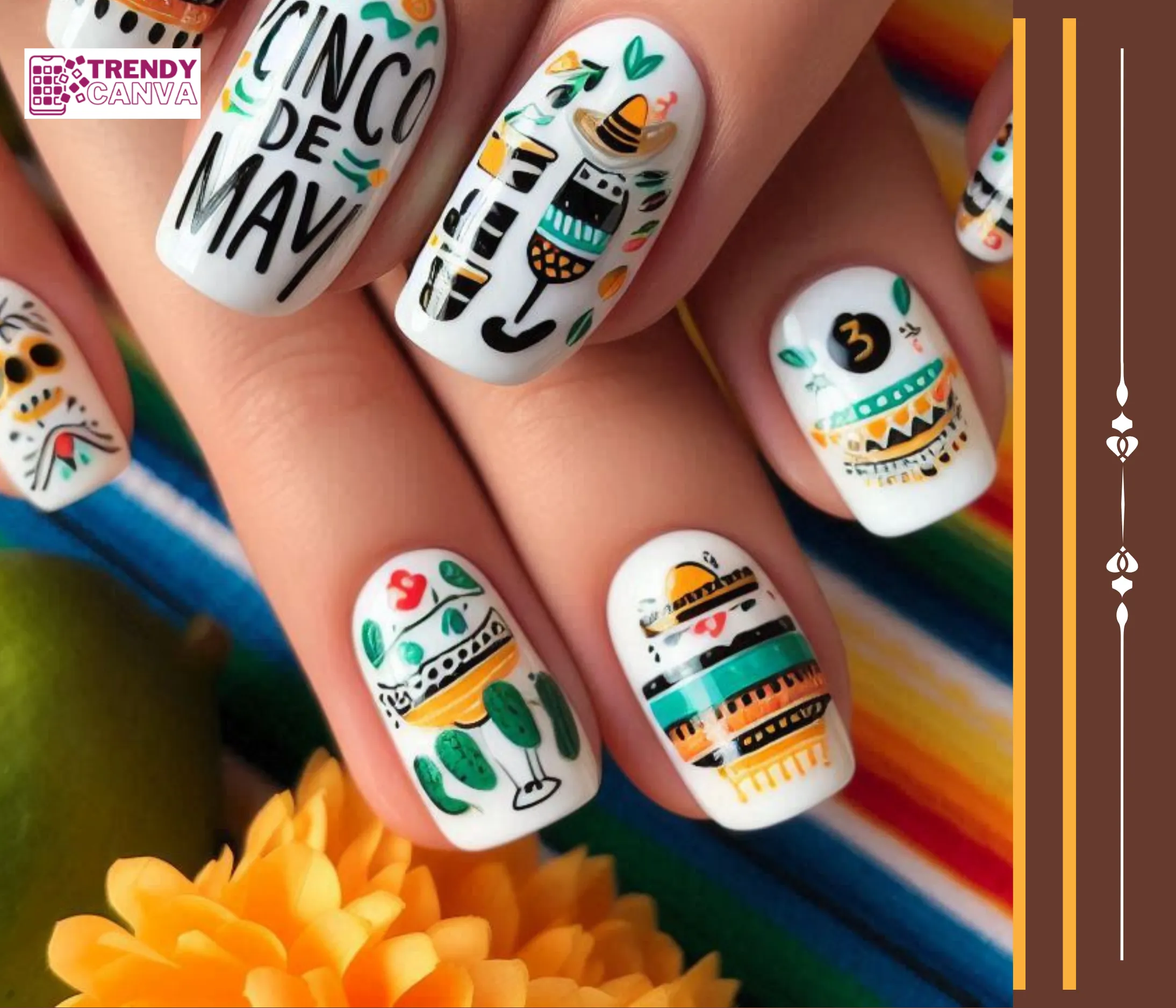 Cinco de Mayo Lettering Nails