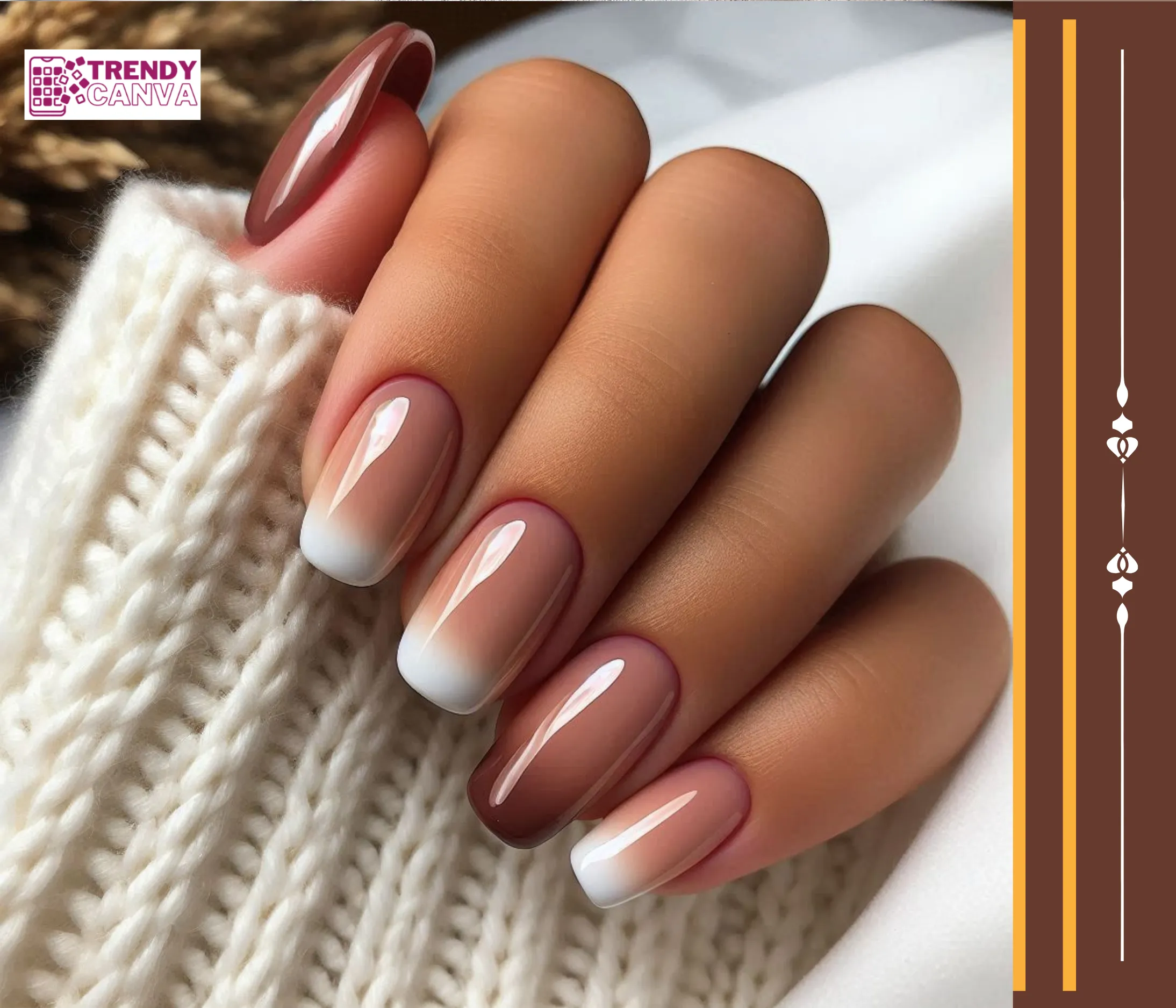 French Fade Brown Ombre Nails