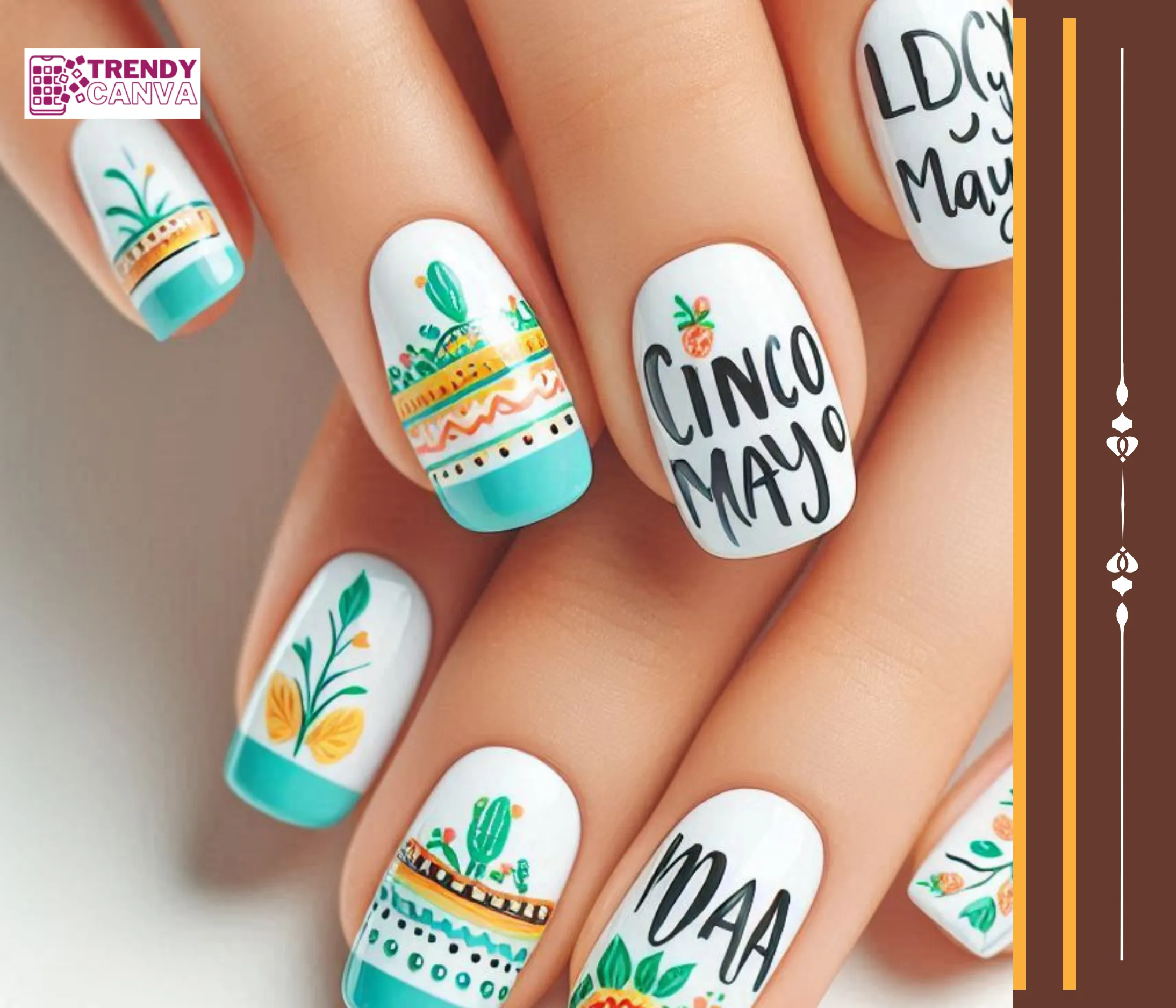 Cinco de Mayo Lettering Nails