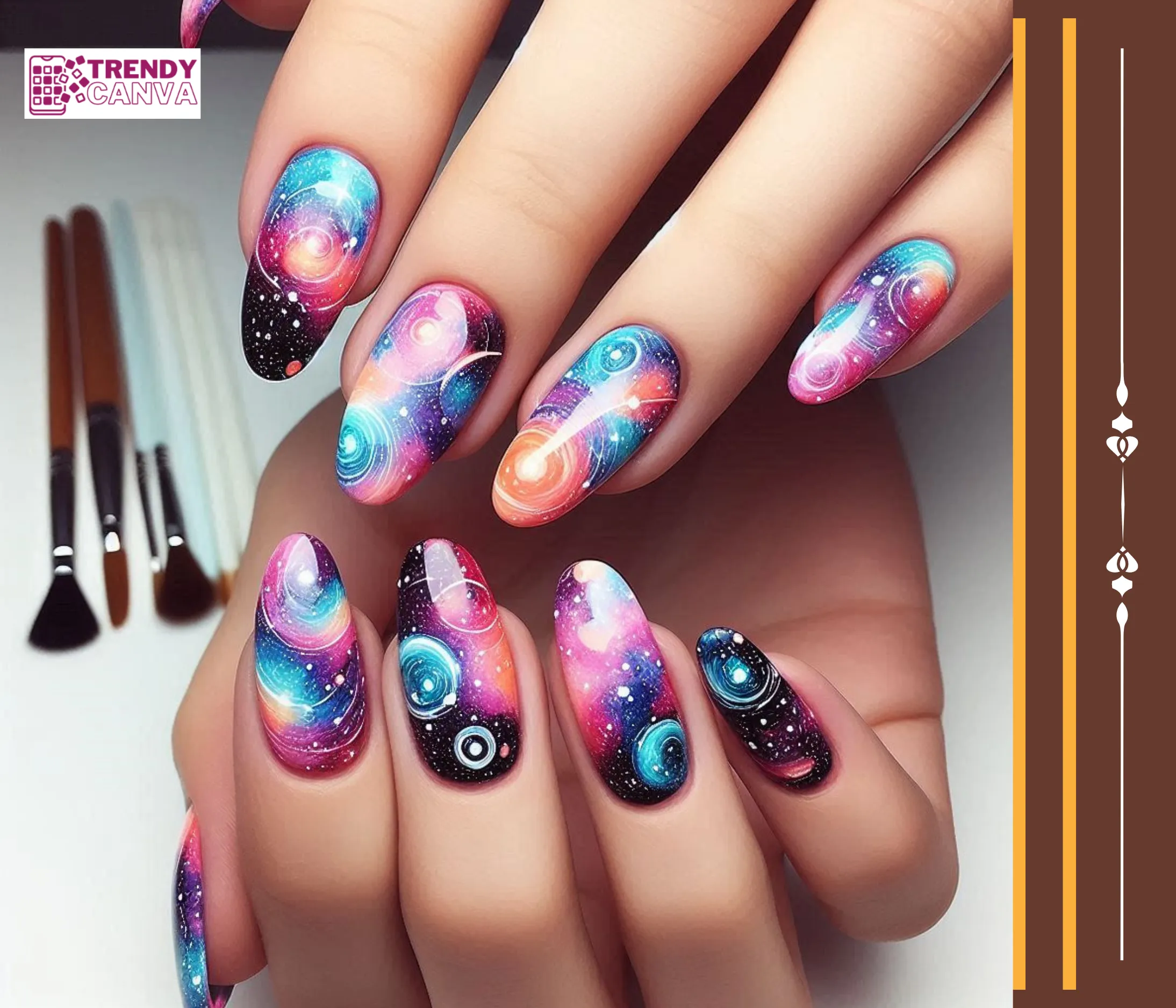 Cosmic Watercolor Nails