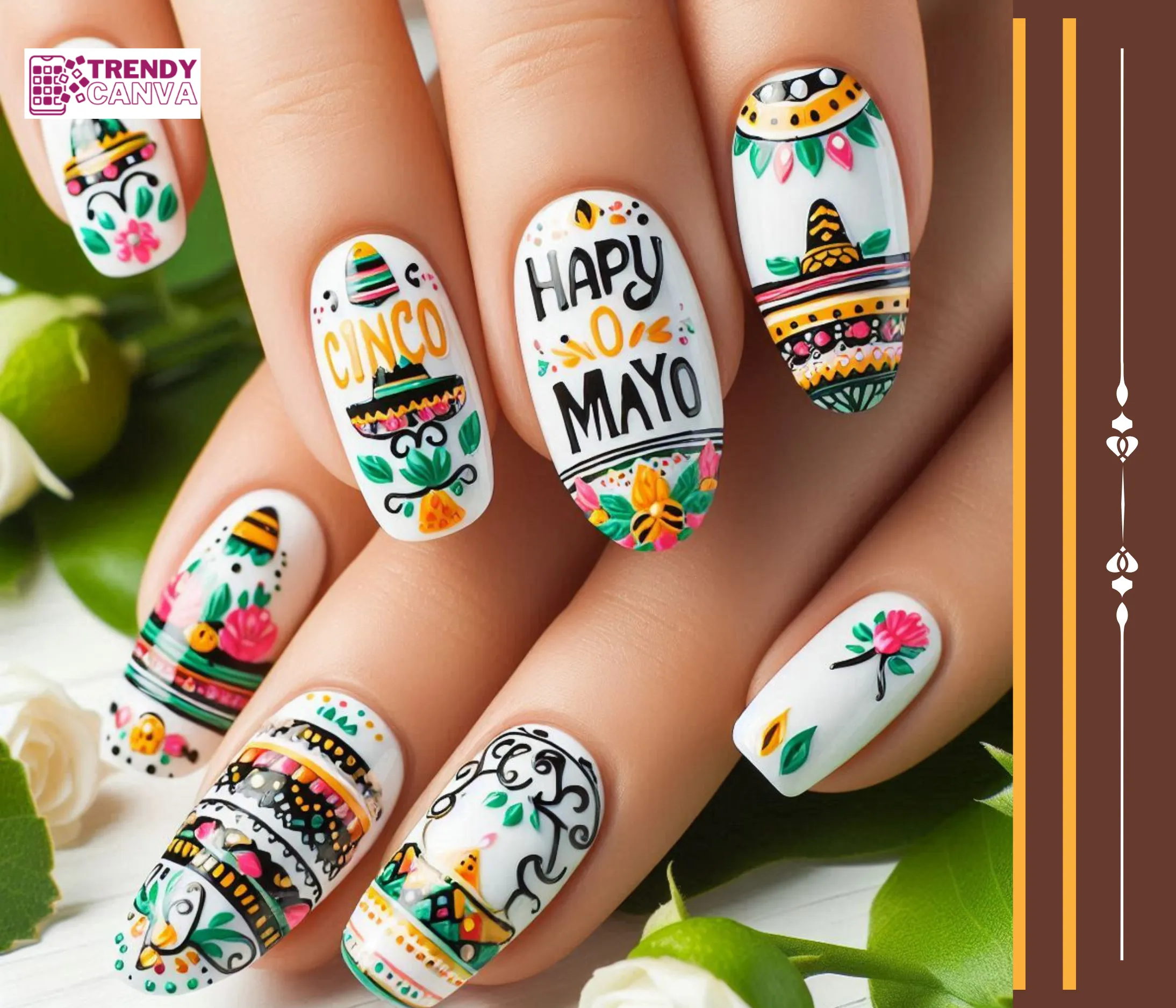 Cinco de Mayo Lettering Nails