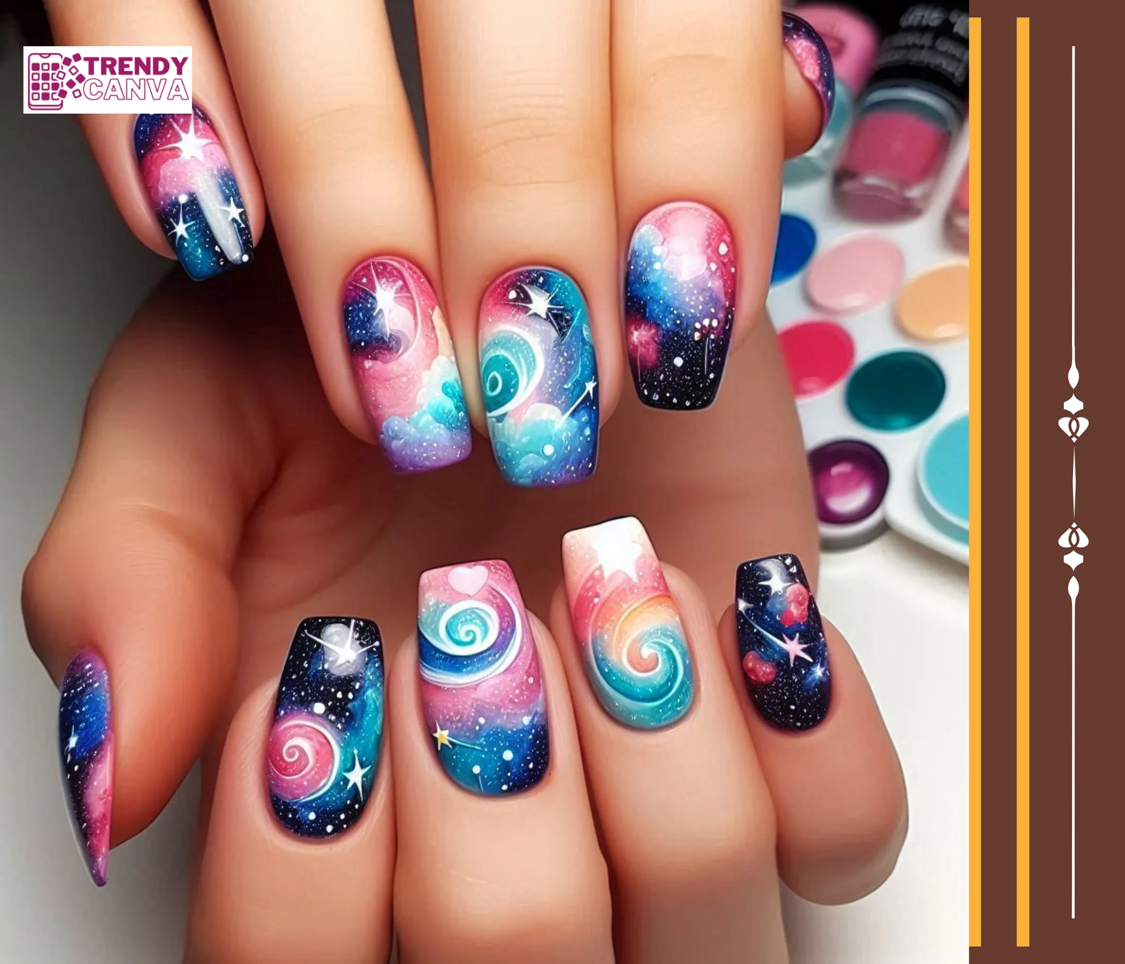 Cosmic Watercolor Nails