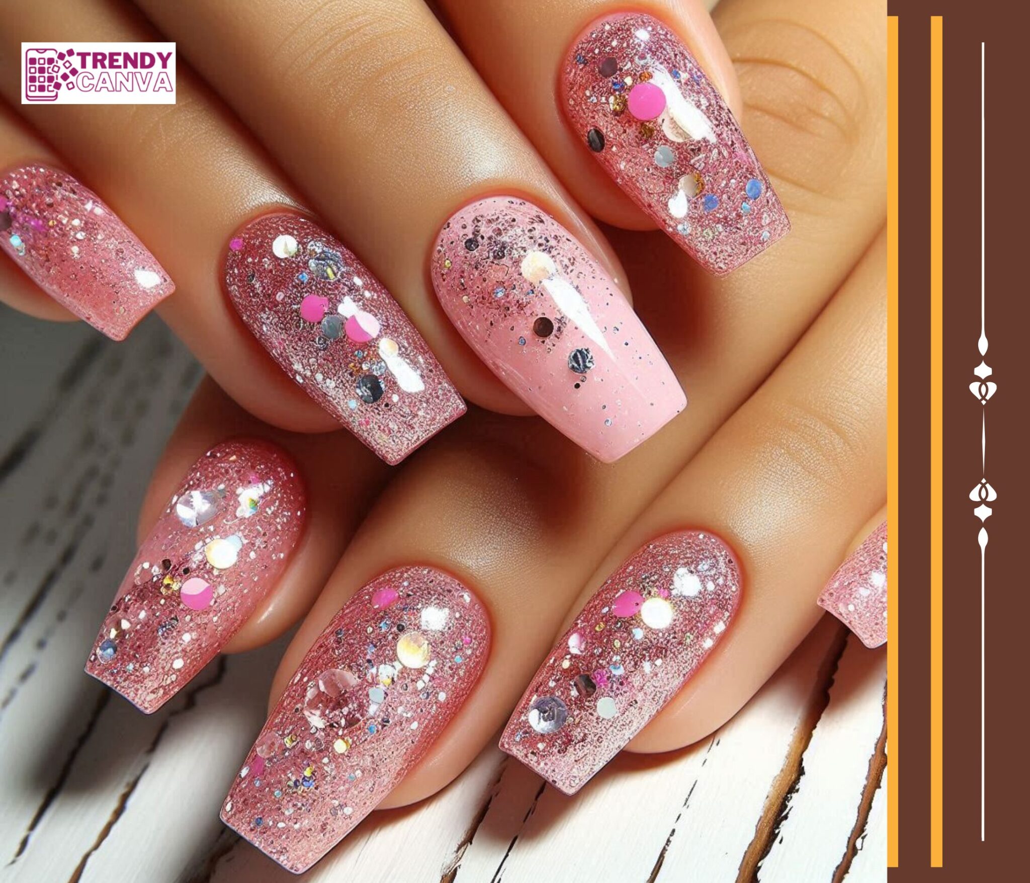 Glitter Pink Nail Designs