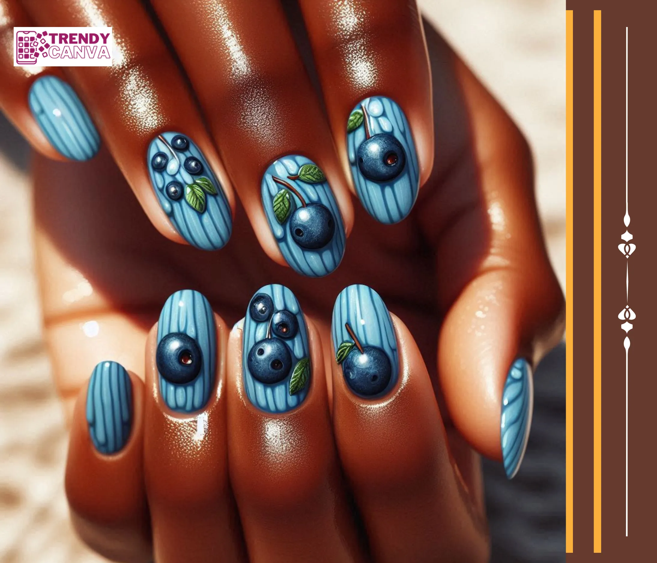 Cool and Refreshing: Cerulean Fruit Nails