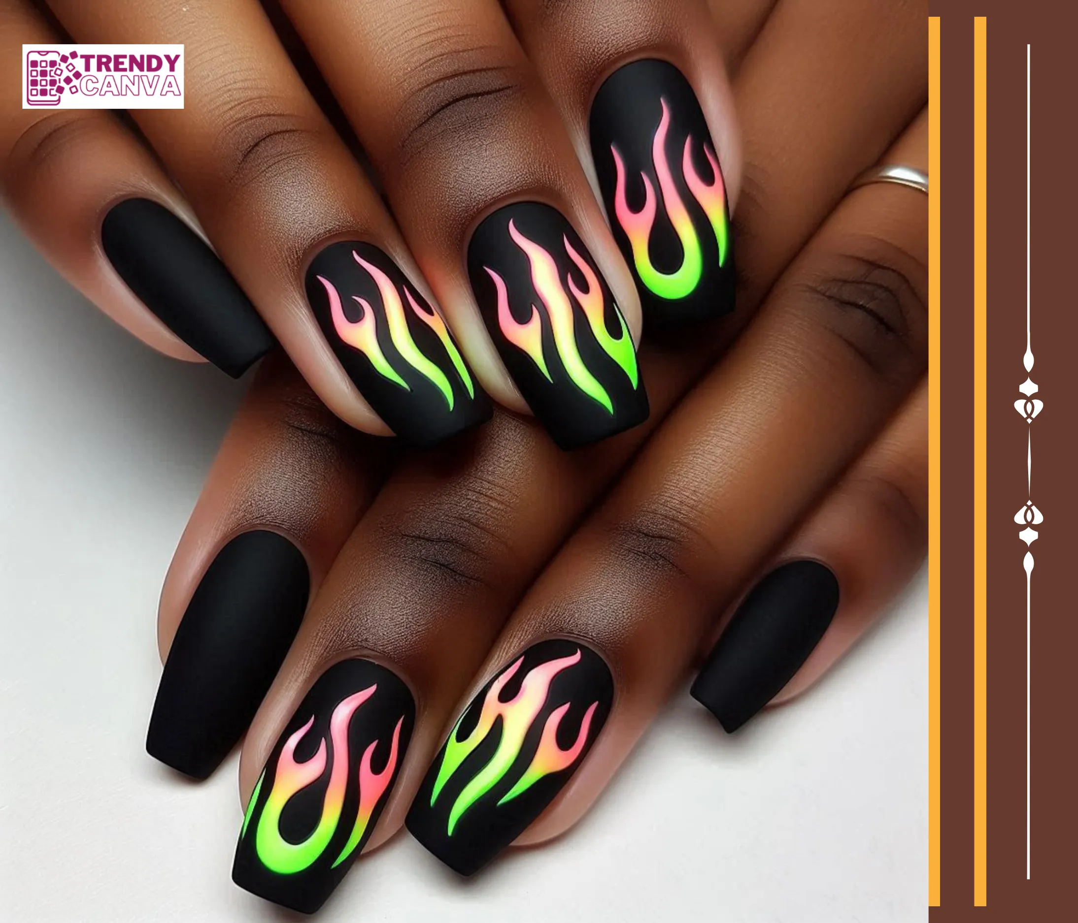 Neon Flames Nail Designs